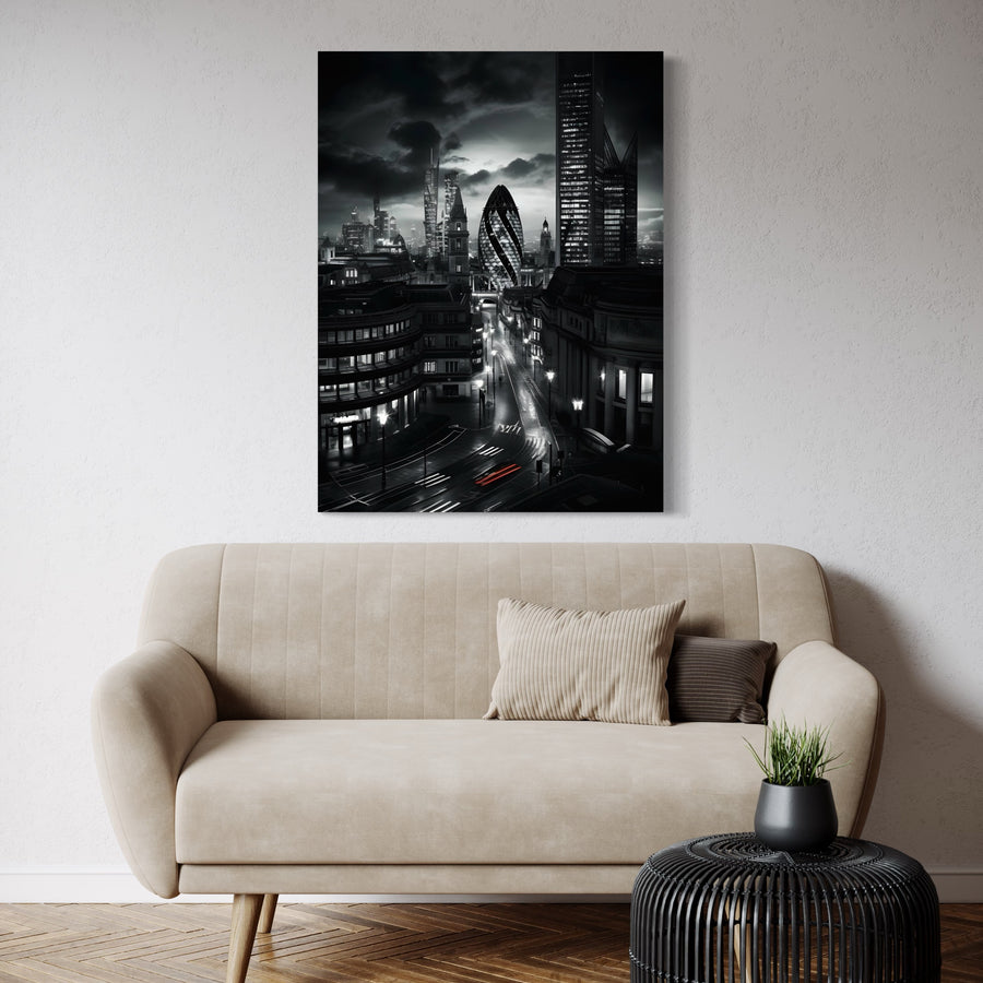 Painting London Cityscape Nuit - Modern Wall Frame