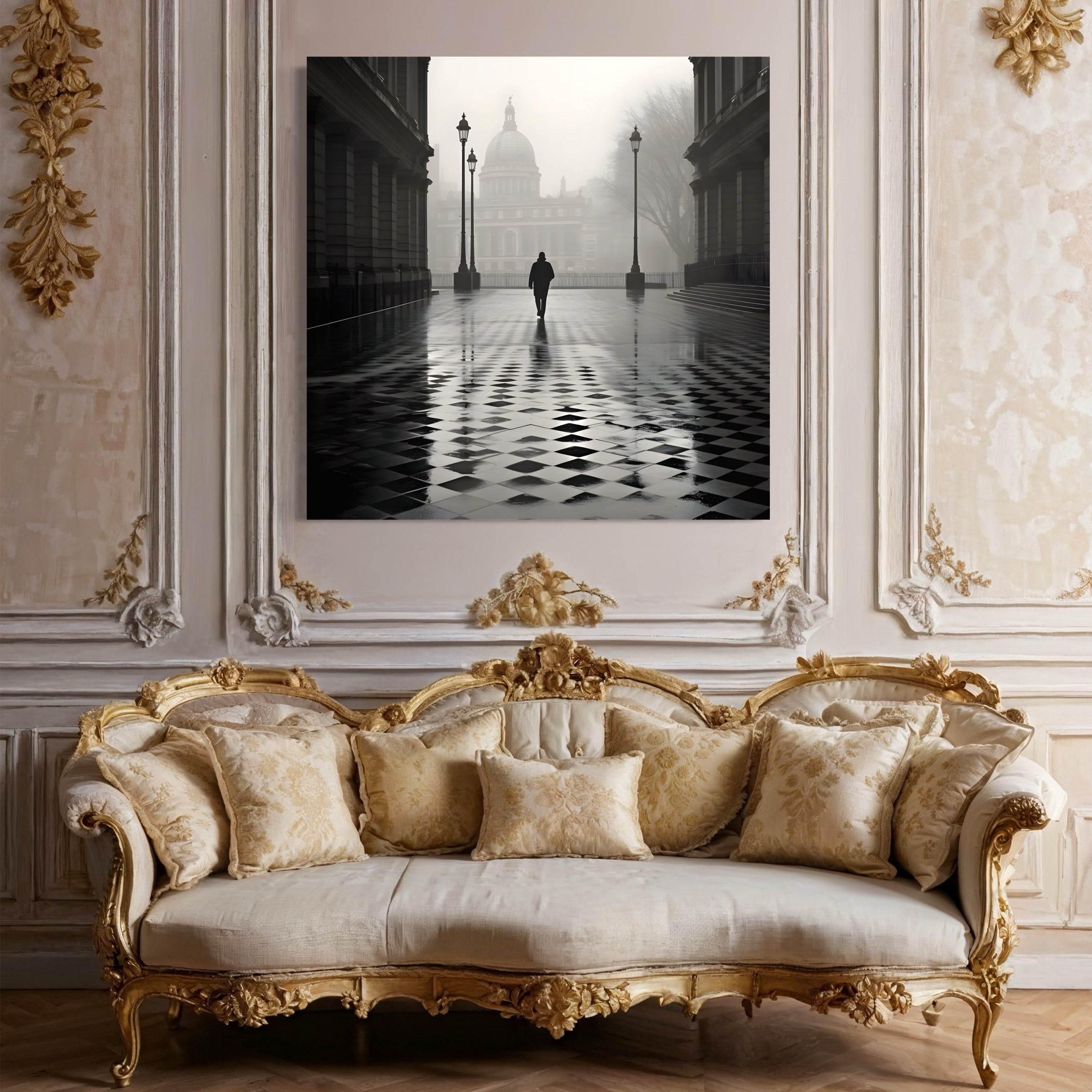 Tableau Londres Silhouette Tamise - Cadre Mural Moderne - Fabulartz.fr