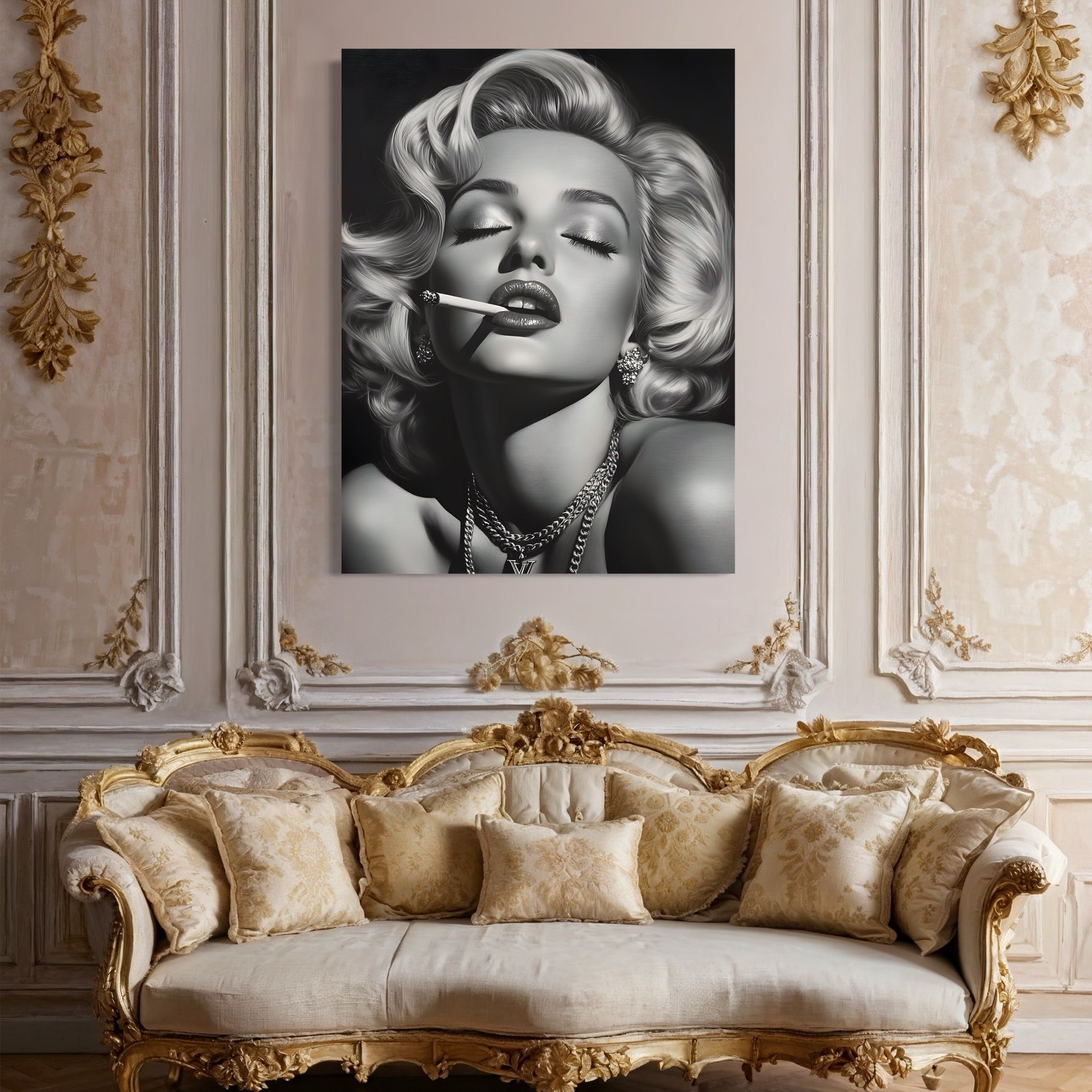 Tableau Marilyn Monroe Smoke - Cadre déco glamour - Fabulartz.fr