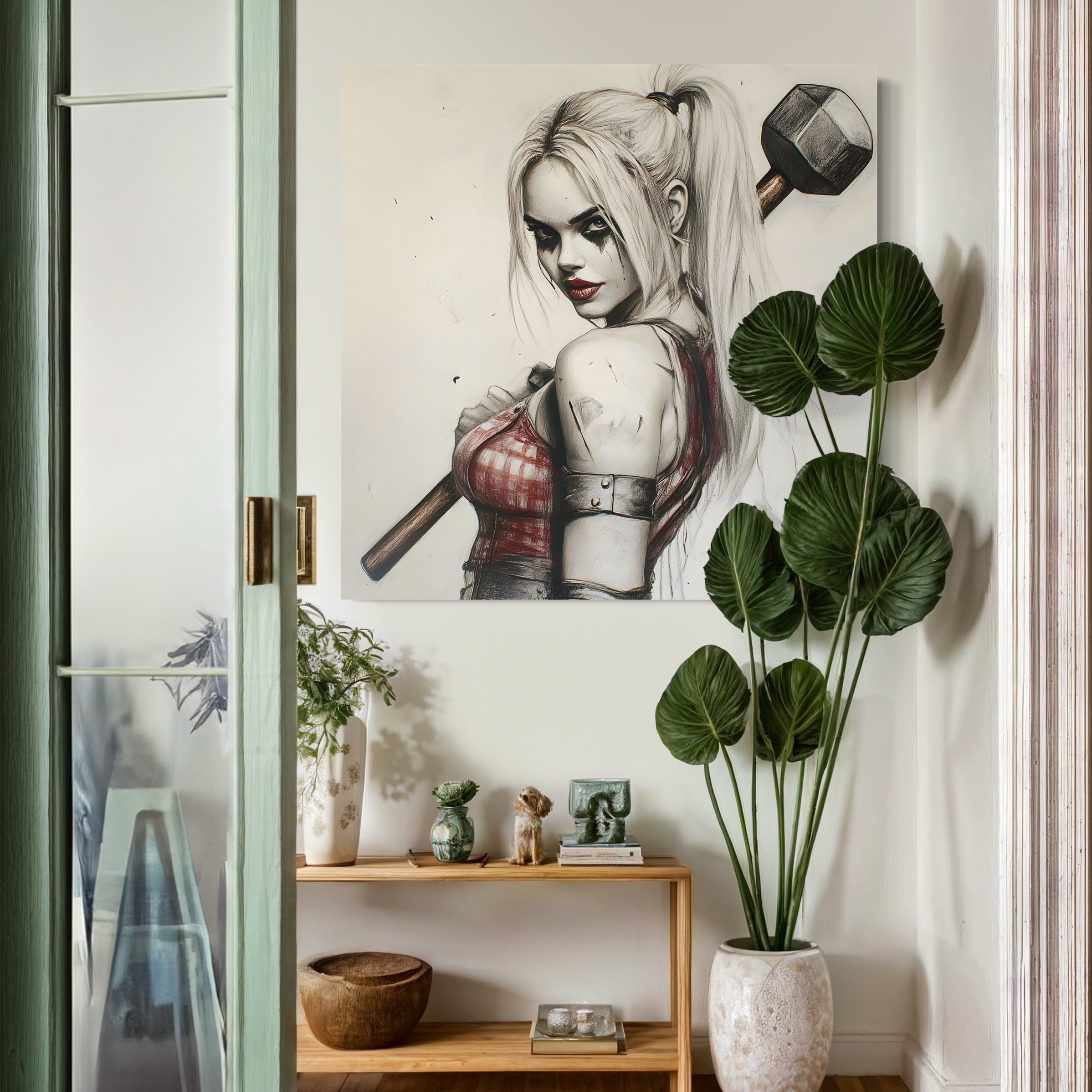 Tableau Harley Quinn Sourire Embrasé – Décoration Murale Moderne - Fabulartz.fr