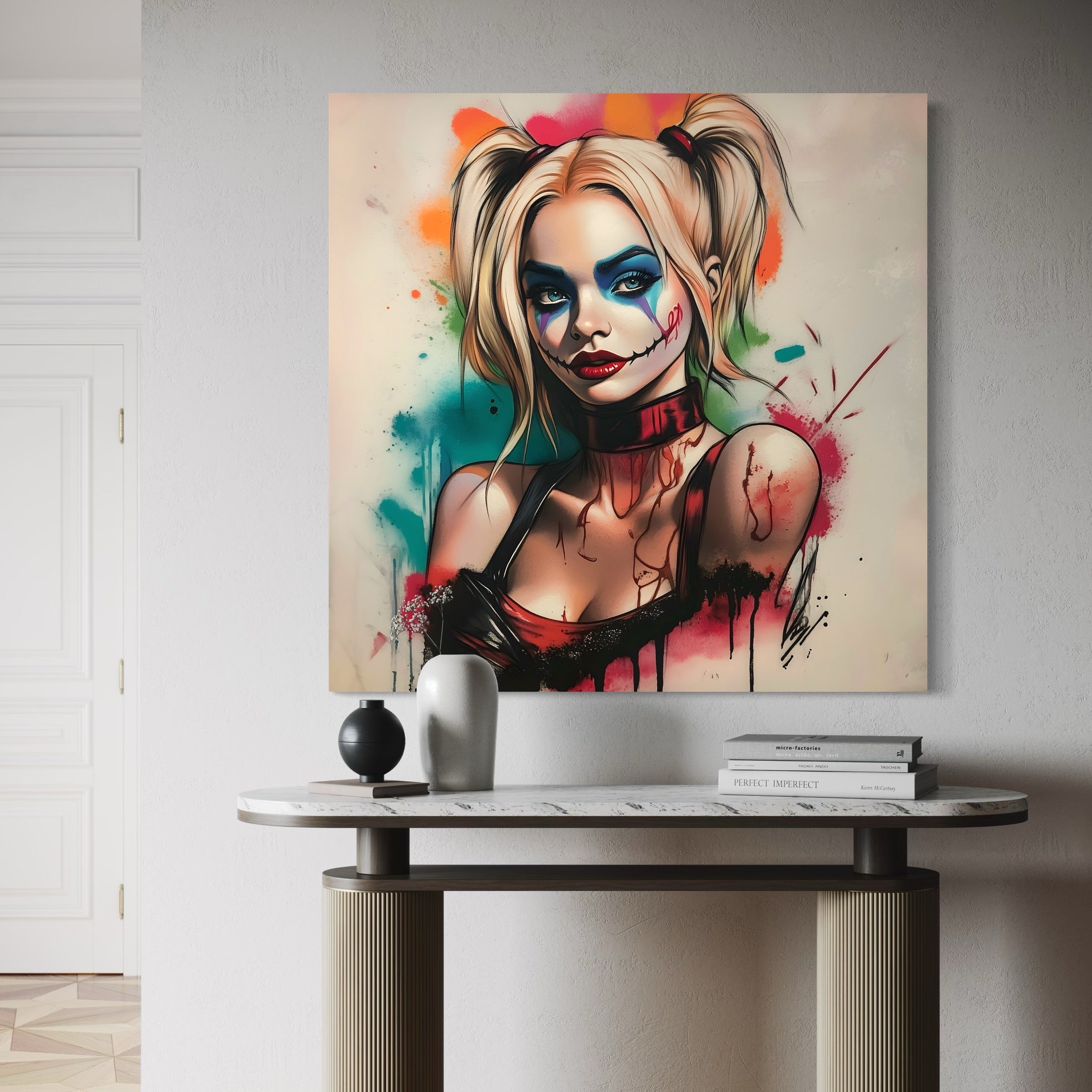 Tableau Harley Quinn Explosions de Couleurs – Cadre Déco Moderne - Fabulartz.fr