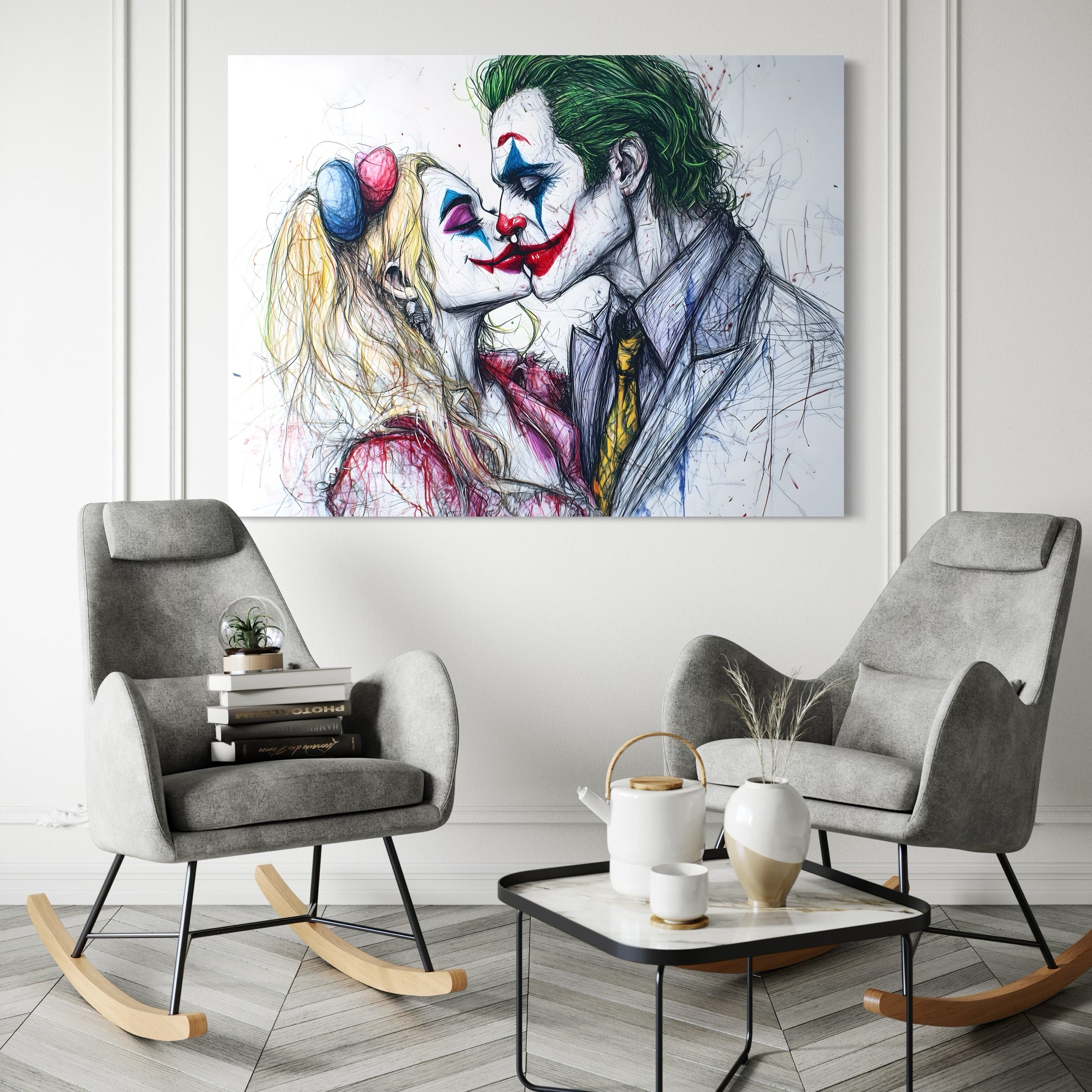 Tableau Harley Quinn Baiser du Chaos – Décoration Murale Moderne - Fabulartz.fr