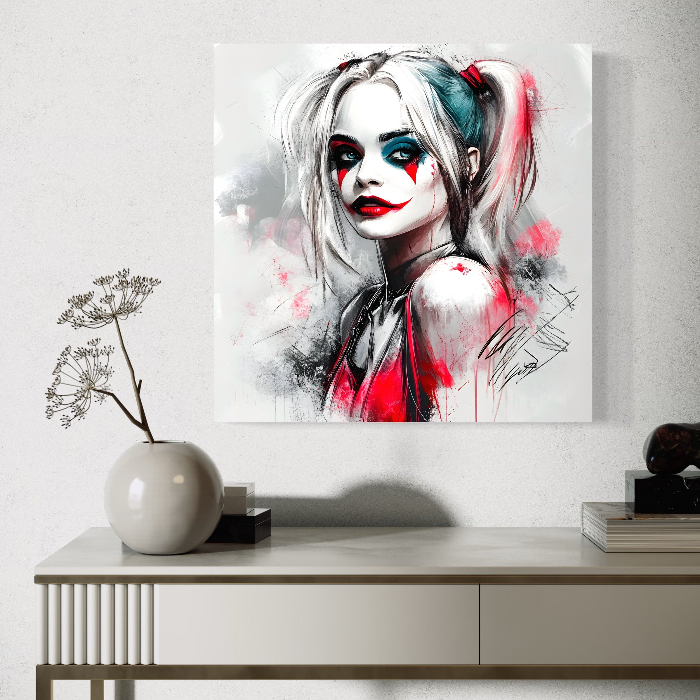Tableau Harley Quinn Red & Shadows – Cadre Déco Moderne - Fabulartz.fr