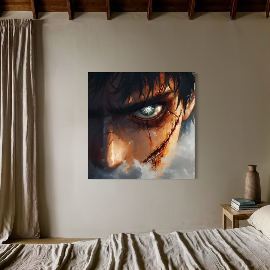 Tableau Attaque Des Titans Le Regard Du Héros - Cadre Mural Moderne