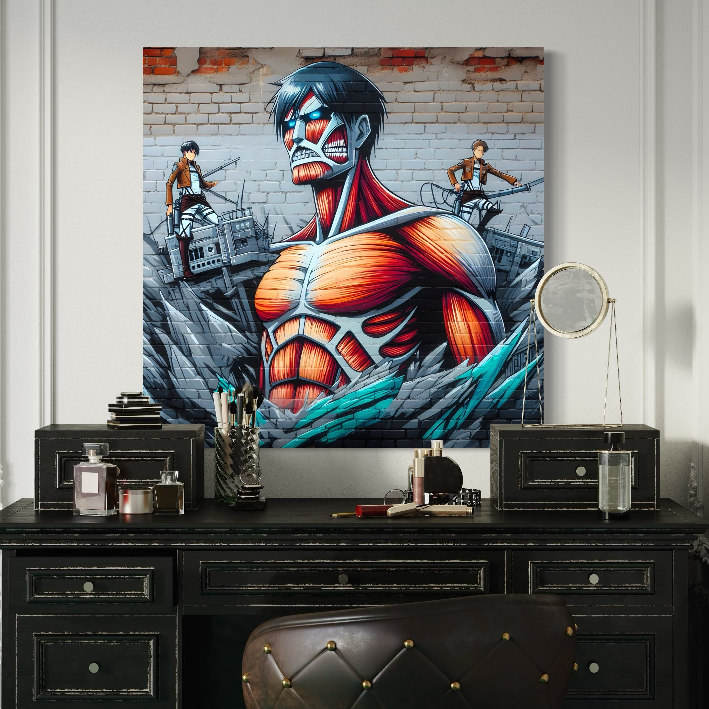 Tableau Attaque Des Titans Le Duel Intense - Cadre Mural Moderne - Fabulartz.fr