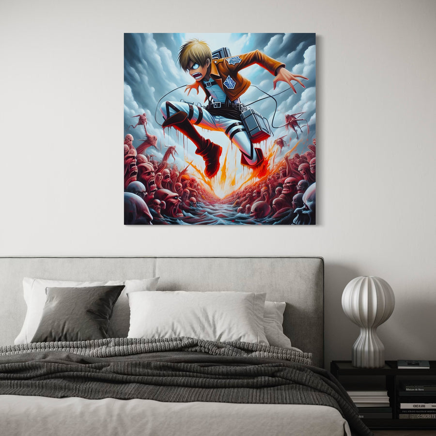 Tableau Attaque Des Titans Le Saut Du Héros - Déco Murale Moderne