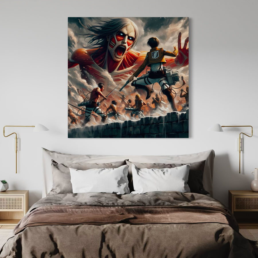 Tableau Attaque Des Titans La Bataille Des Remparts - Déco Murale