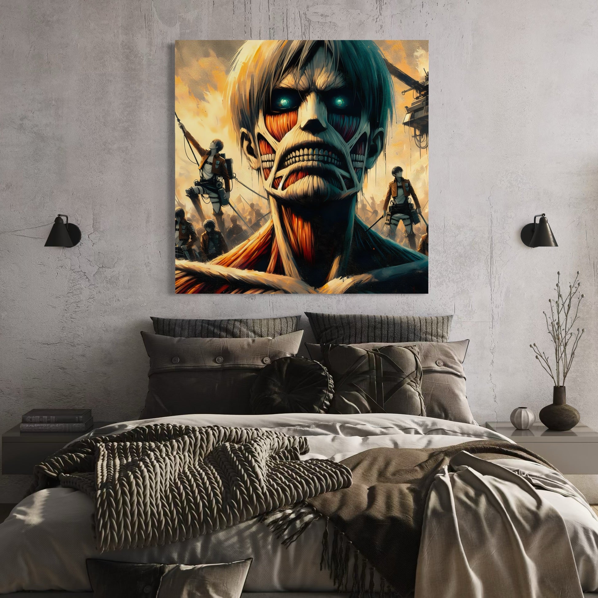 Tableau Attaque Des Titans Le Regard Du Colosse - Cadre Mural Moderne - Fabulartz.fr