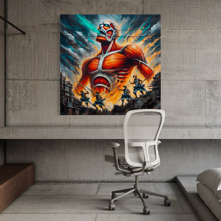 Tableau Attaque Des Titans Colosse En Feu - Décoration Murale Design