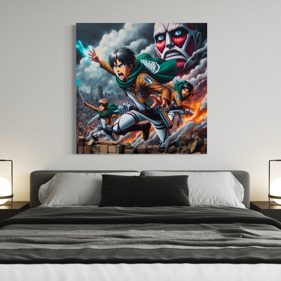 Tableau Attaque Des Titans L’Assaut Des Héros - Déco Murale Moderne