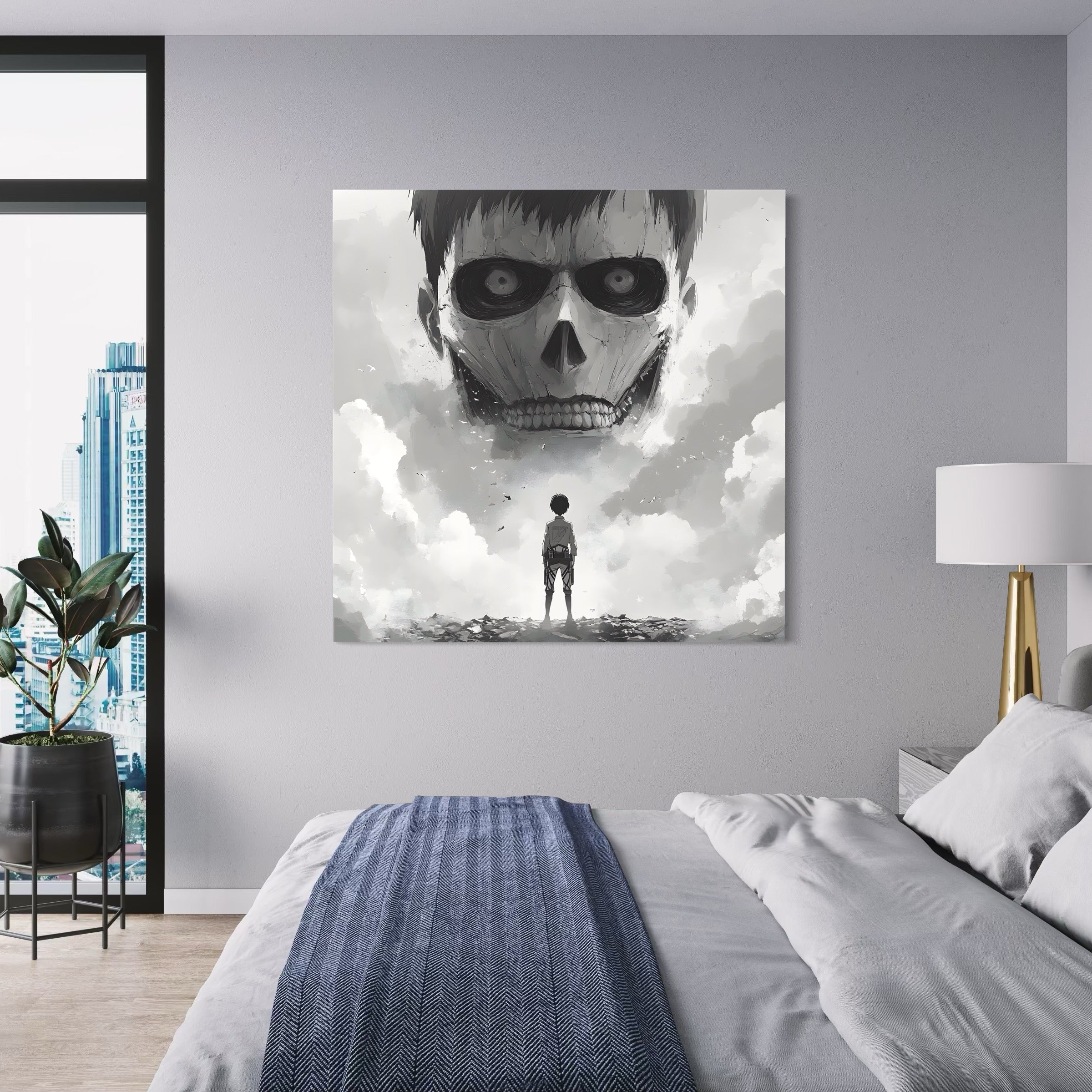 Tableau Attaque Des Titans Face Aux Ombres - Décoration Murale Moderne - Fabulartz.fr