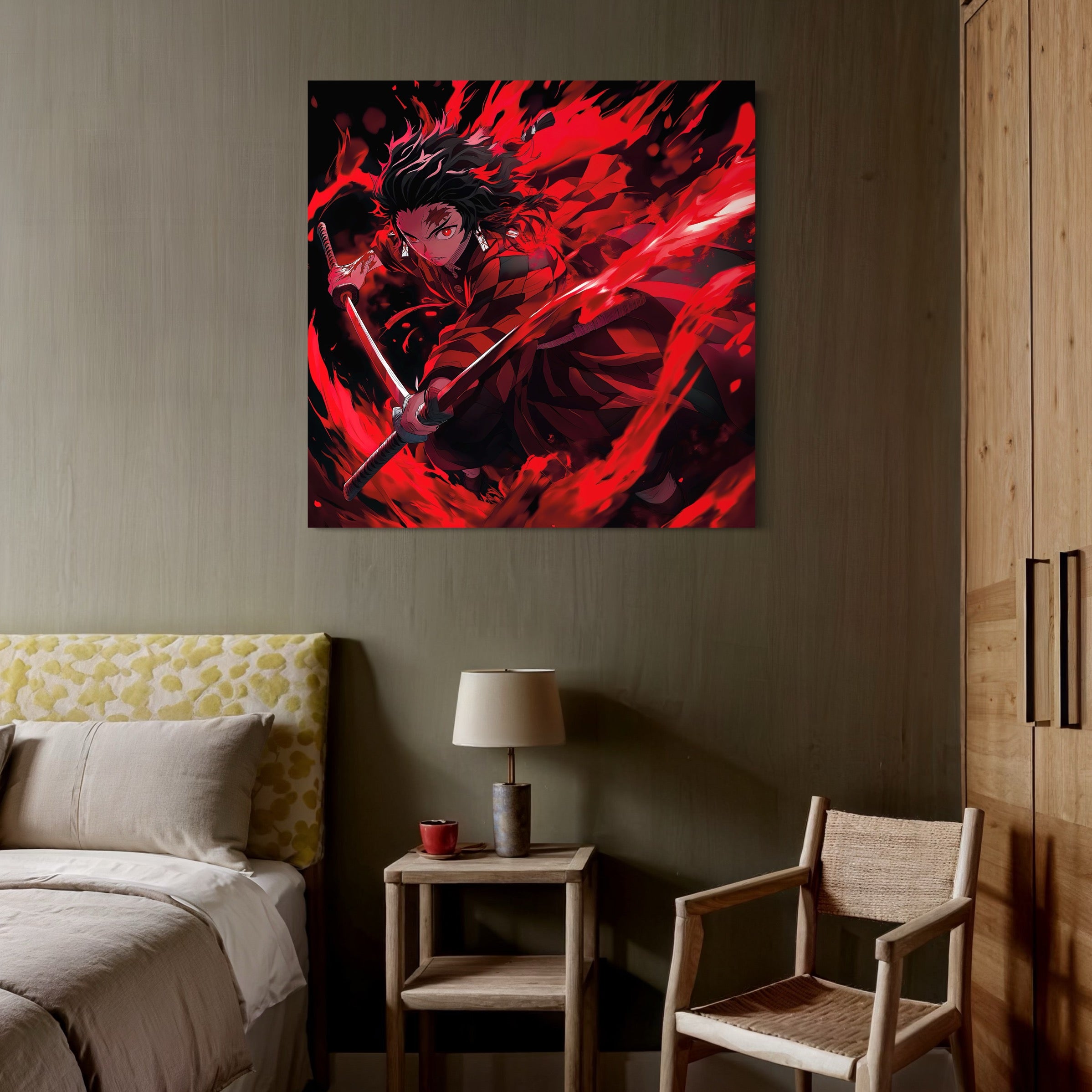 Tableau Demon Slayer Épée de Feu - Cadre Mural Design - Fabulartz.fr