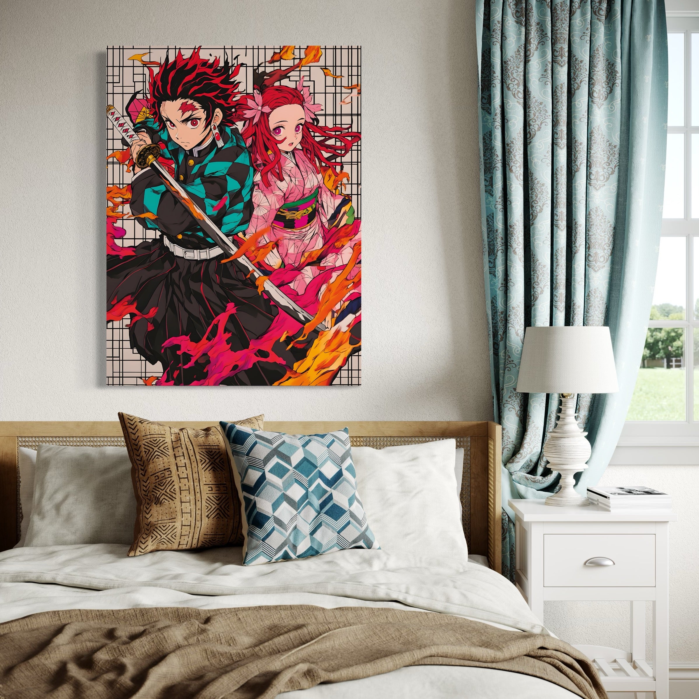 Tableau Demon Slayer Duo Enflammé - Cadre Mural Design - Fabulartz.fr