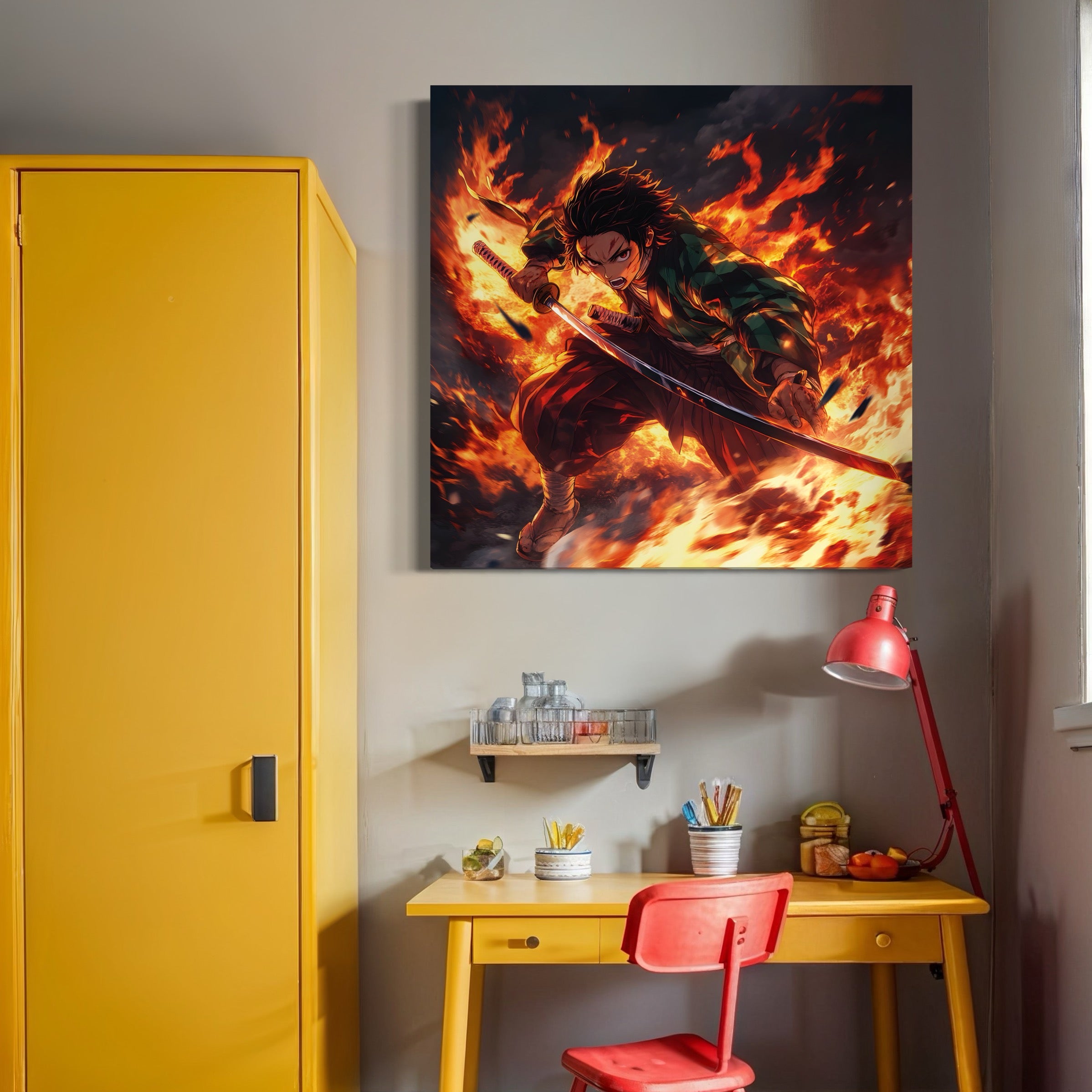 Tableau Demon Slayer Tanjiro Flamboyant - Décoration Murale Moderne - Fabulartz.fr