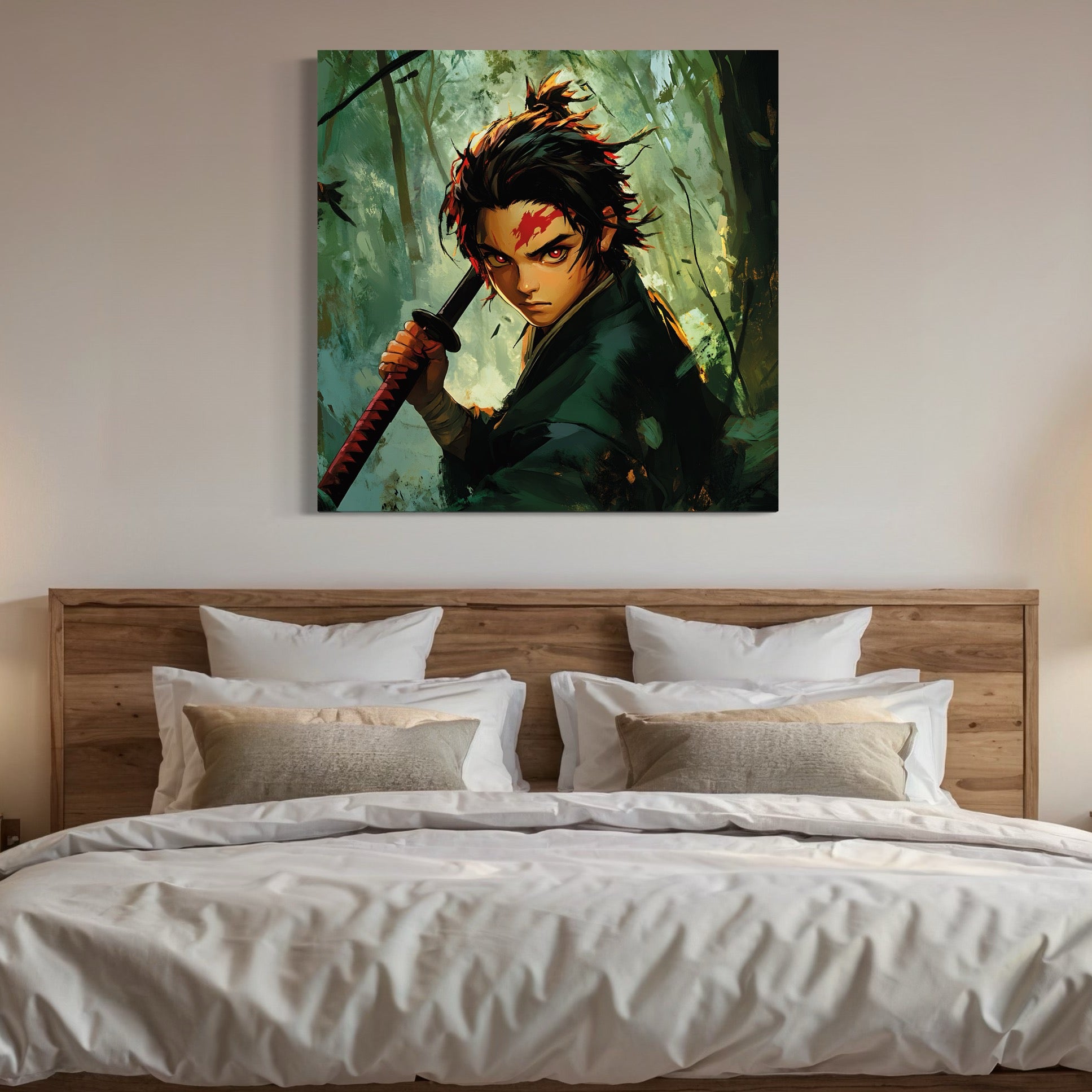 Tableau Demon Slayer Tanjiro en Forêt - Cadre Déco Contemporain - Fabulartz.fr