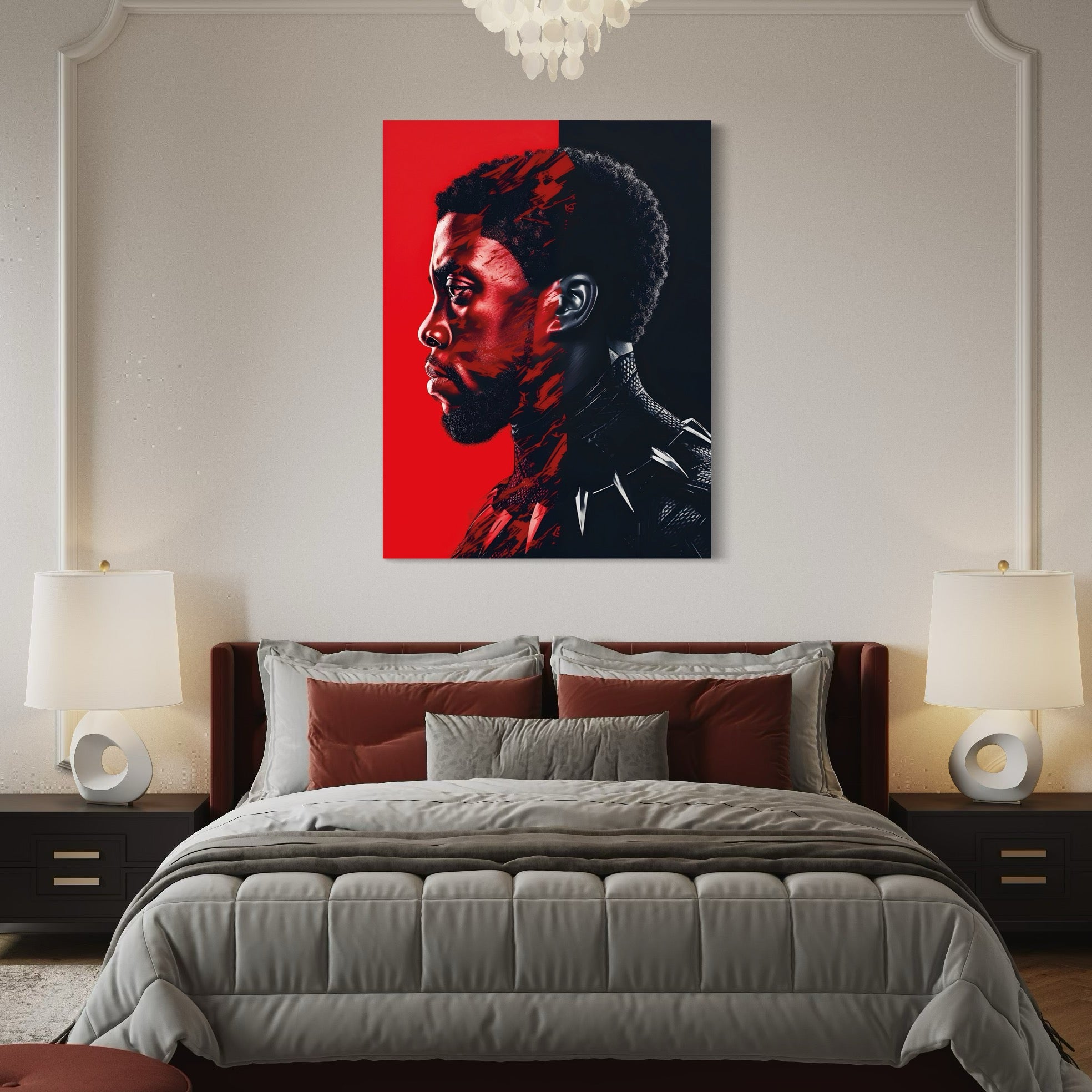 Tableau Black Panther Profil Rouge et Noir - Fabulartz.fr