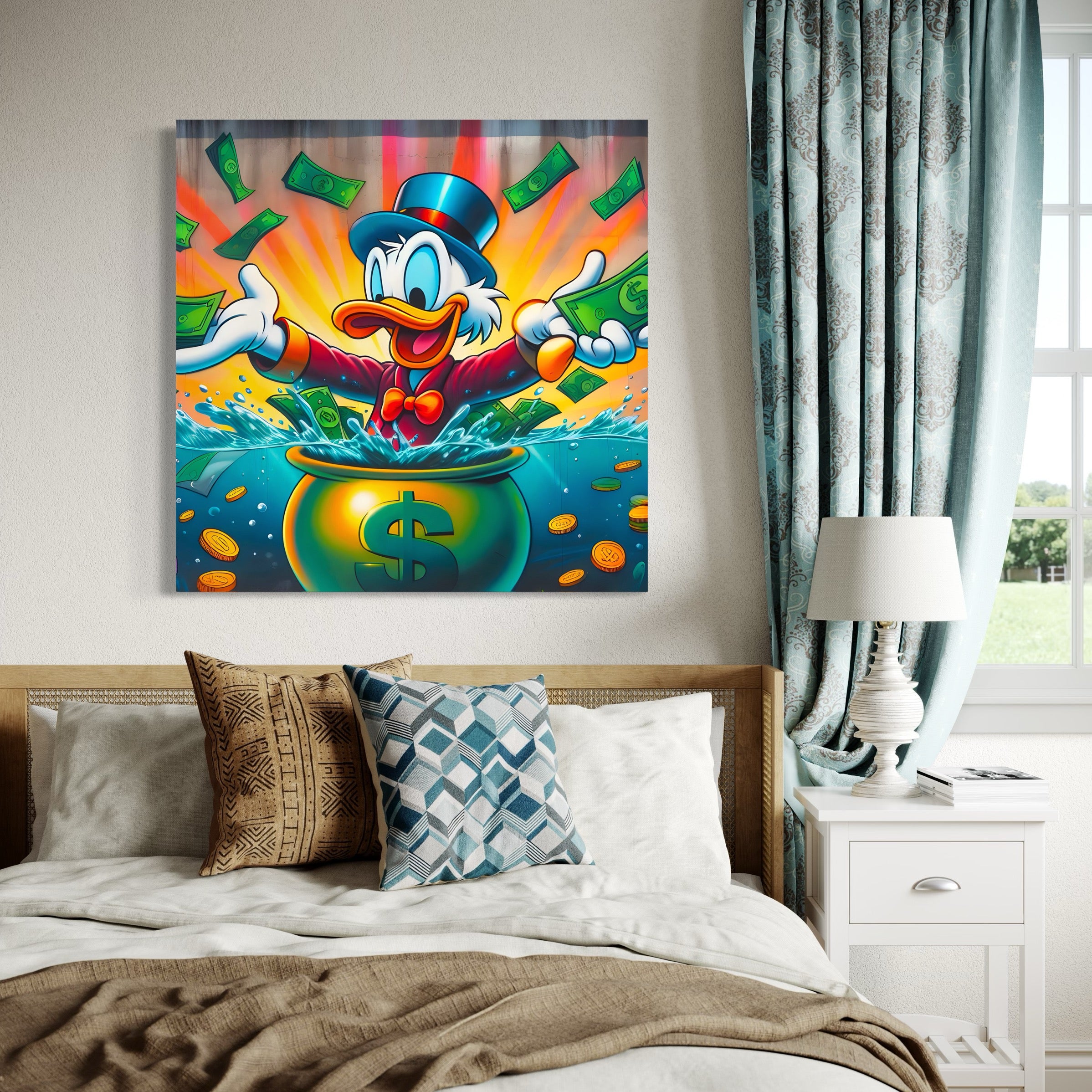 Tableau Picsou Pluie de Dollars - Déco Murale Design - Fabulartz.fr