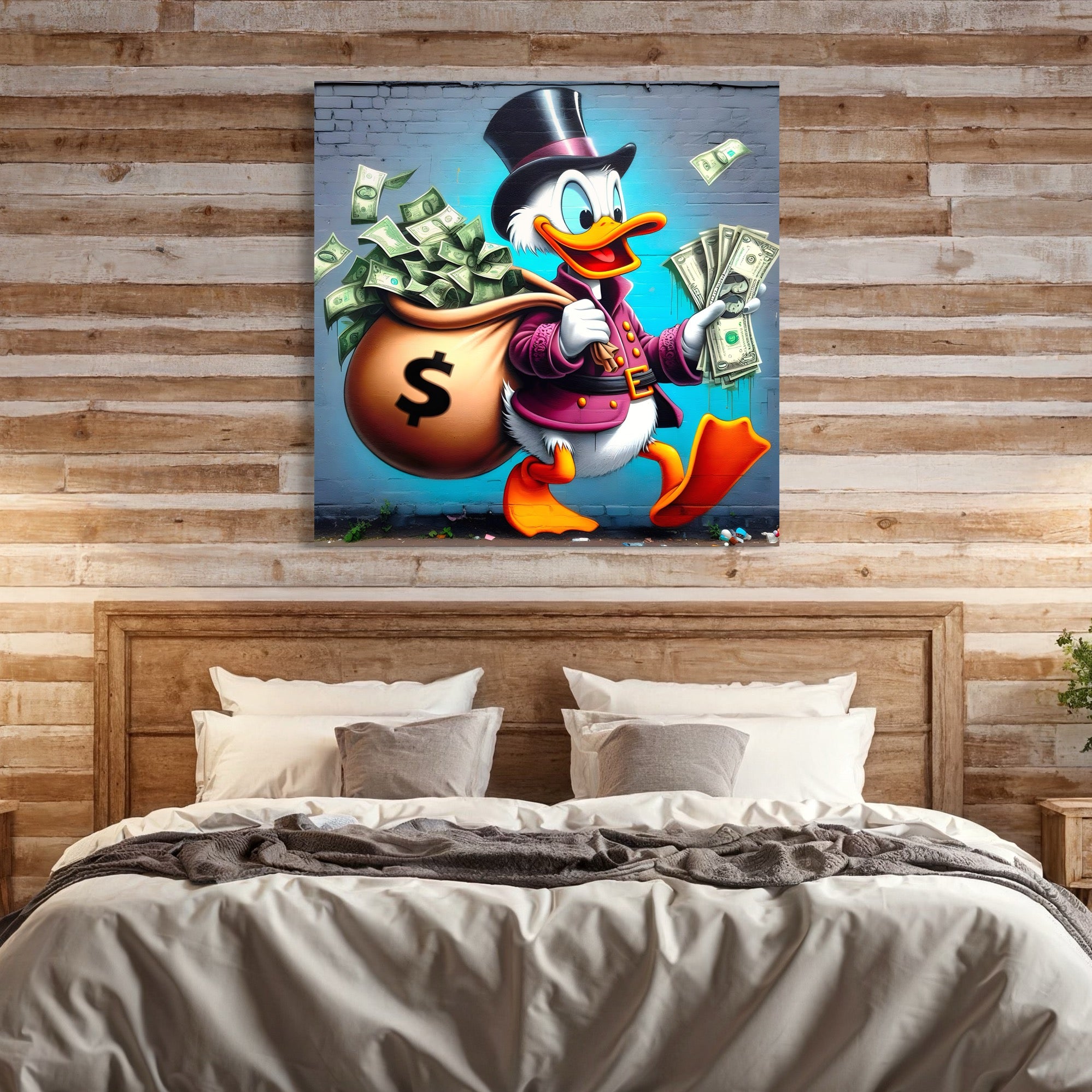 Tableau Picsou Sac de Dollars - Décoration Murale Design - Fabulartz.fr
