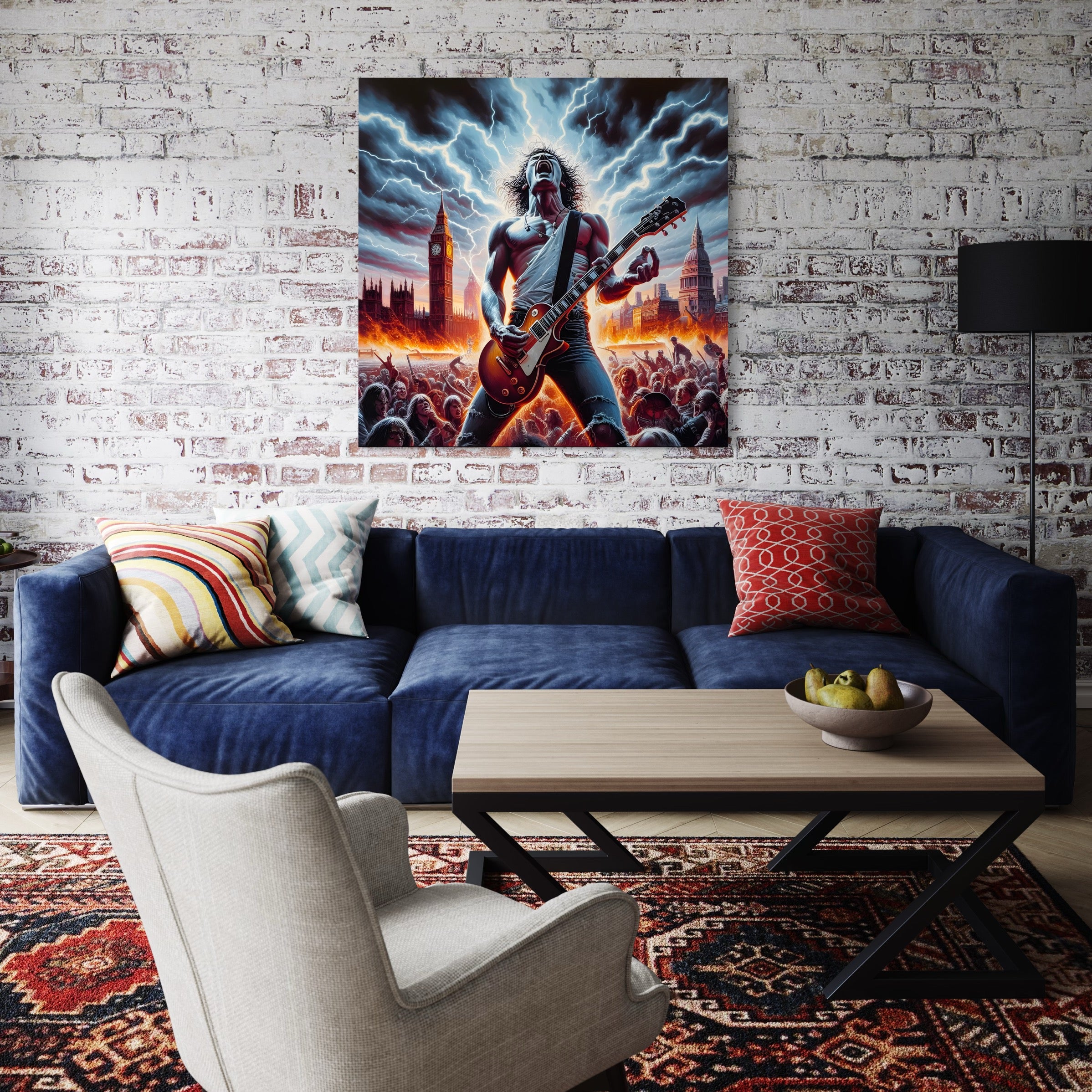 Tableau ACDC Londres et Éclairs - Décoration Murale Design - Fabulartz.fr
