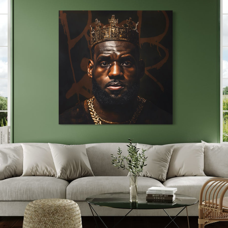 Tableau NBA LeBron James Roi Couronné – Déco Murale