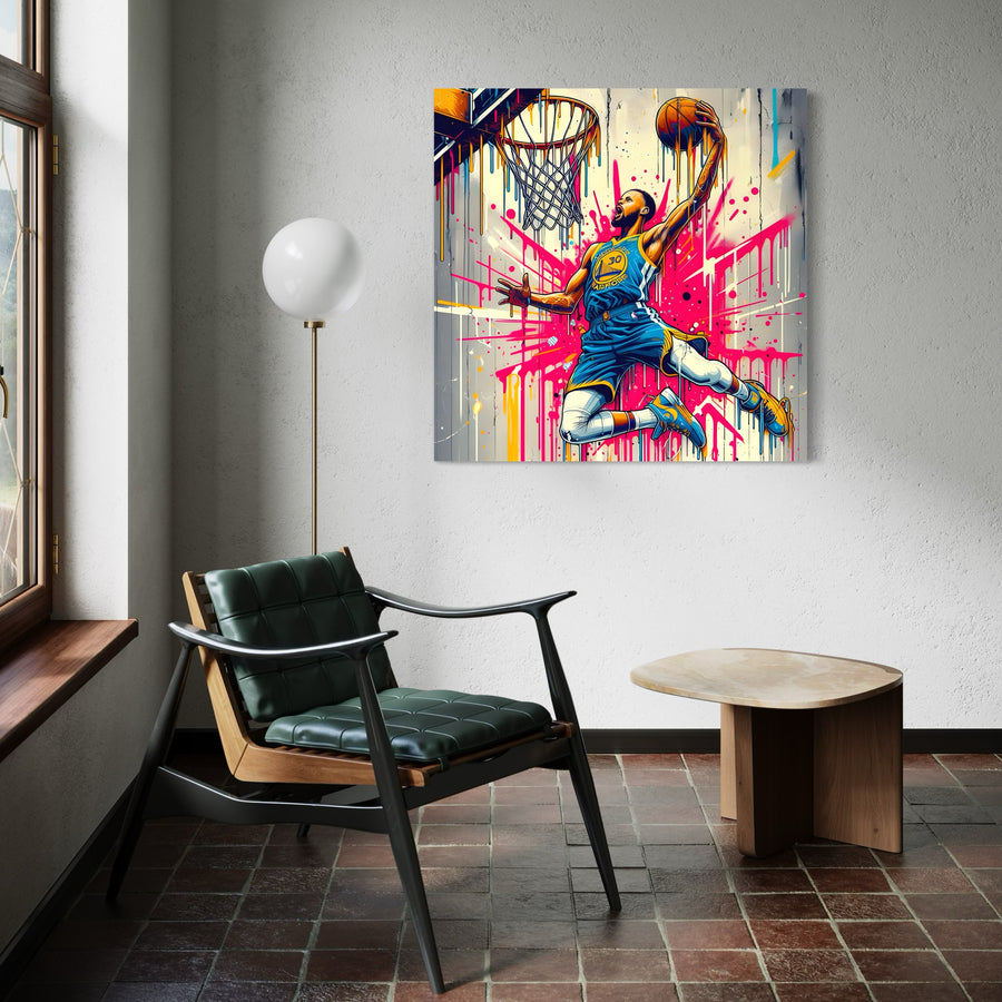 Tableau NBA Curry Warriors Rose – Cadre Déco Moderne