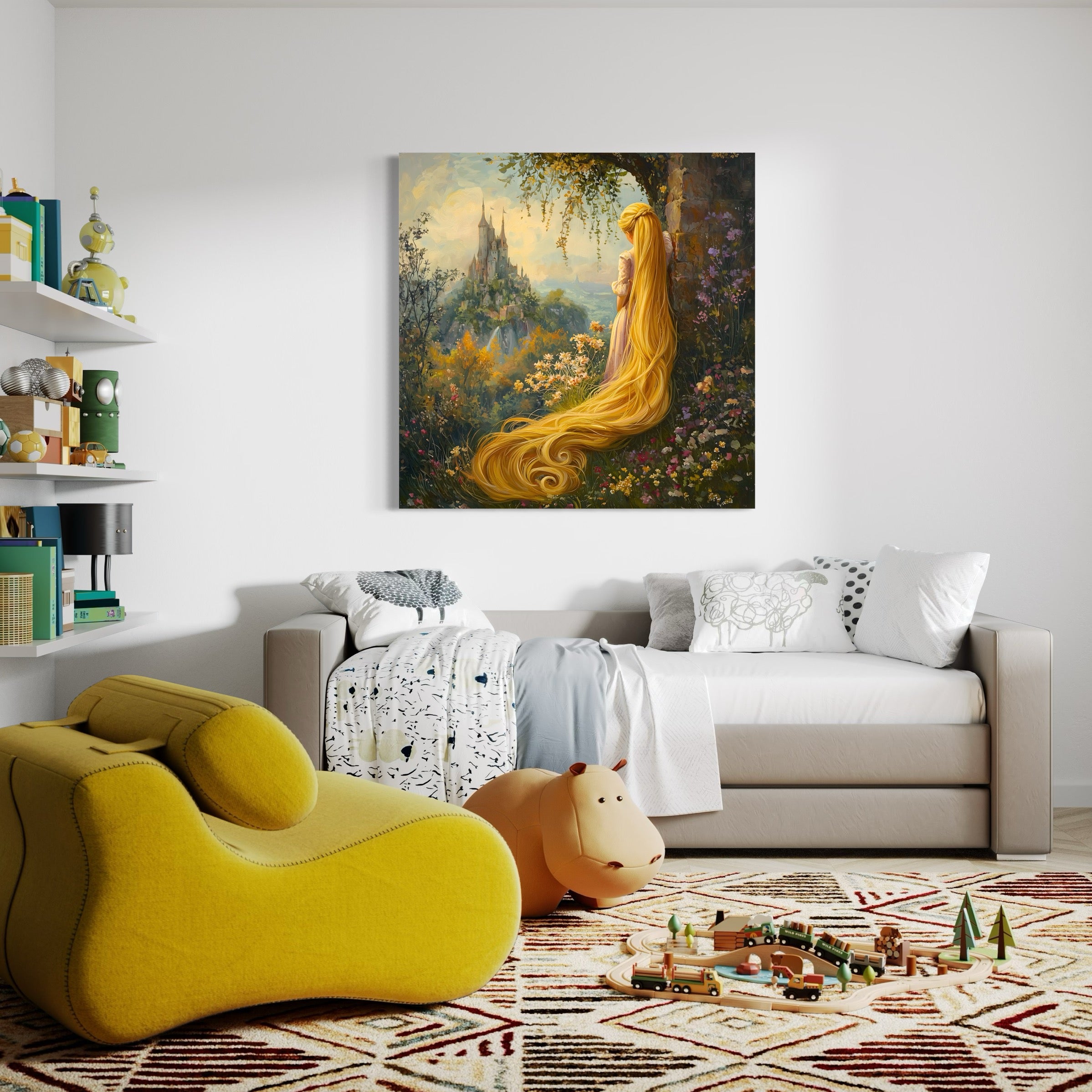 Tableau Raiponce Et Son Château - Décoration Murale - Fabulartz.fr