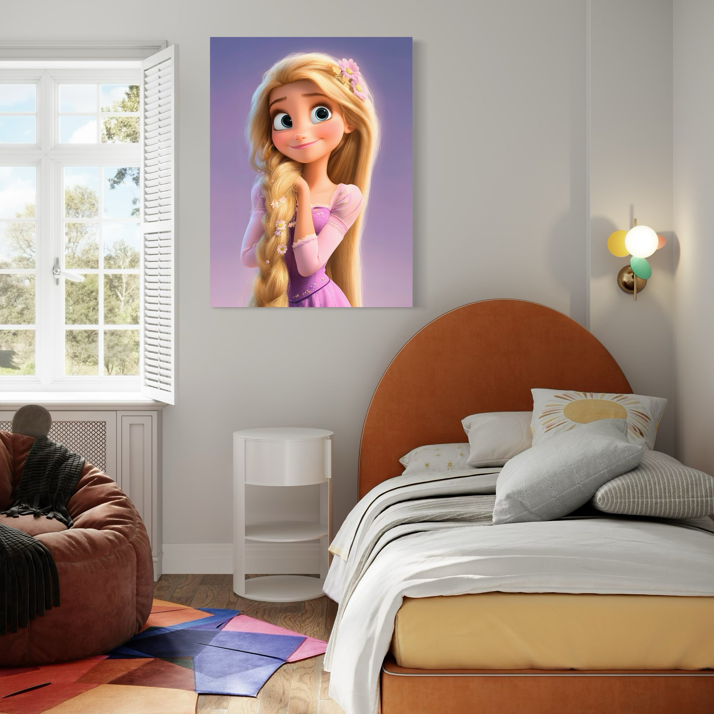 Tableau Raiponce Et Ses Fleurs - Décoration Murale - Fabulartz.fr