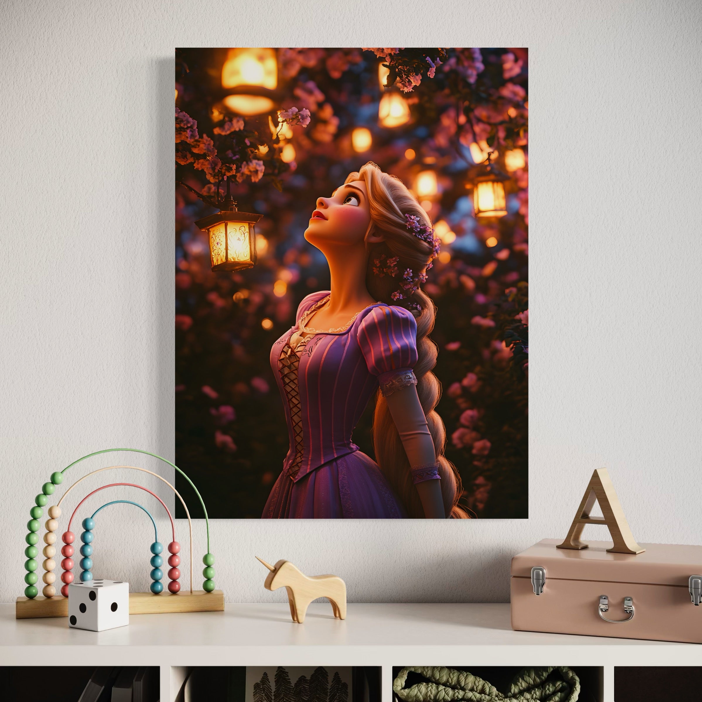 Tableau Raiponce Sous Les Lanternes - Décoration Murale - Fabulartz.fr