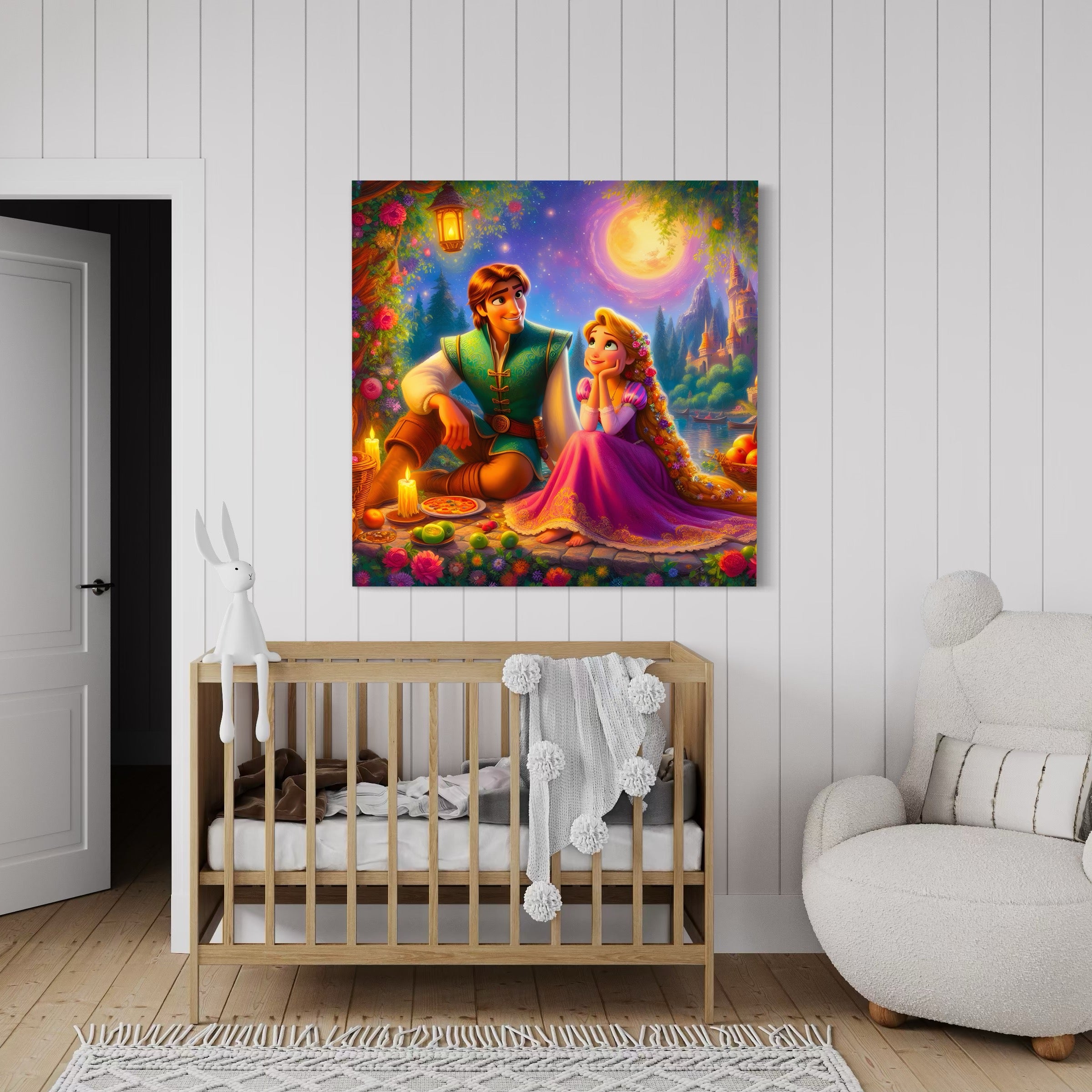 Tableau Raiponce Et Flynn Sous La Lune - Décoration Murale - Fabulartz.fr