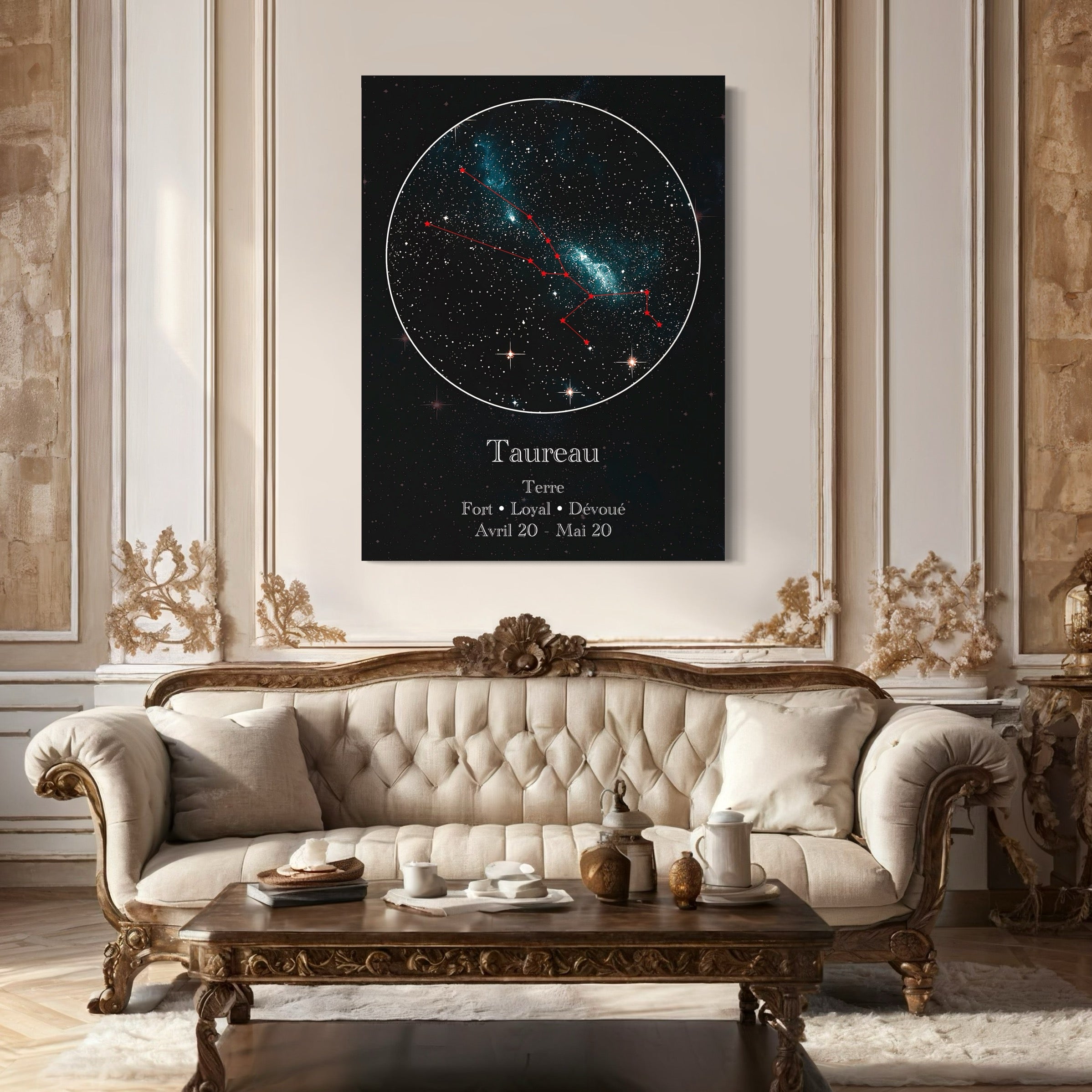 Tableau Signe Astrologique Taureau Constellation - Décoration Murale - Fabulartz.fr
