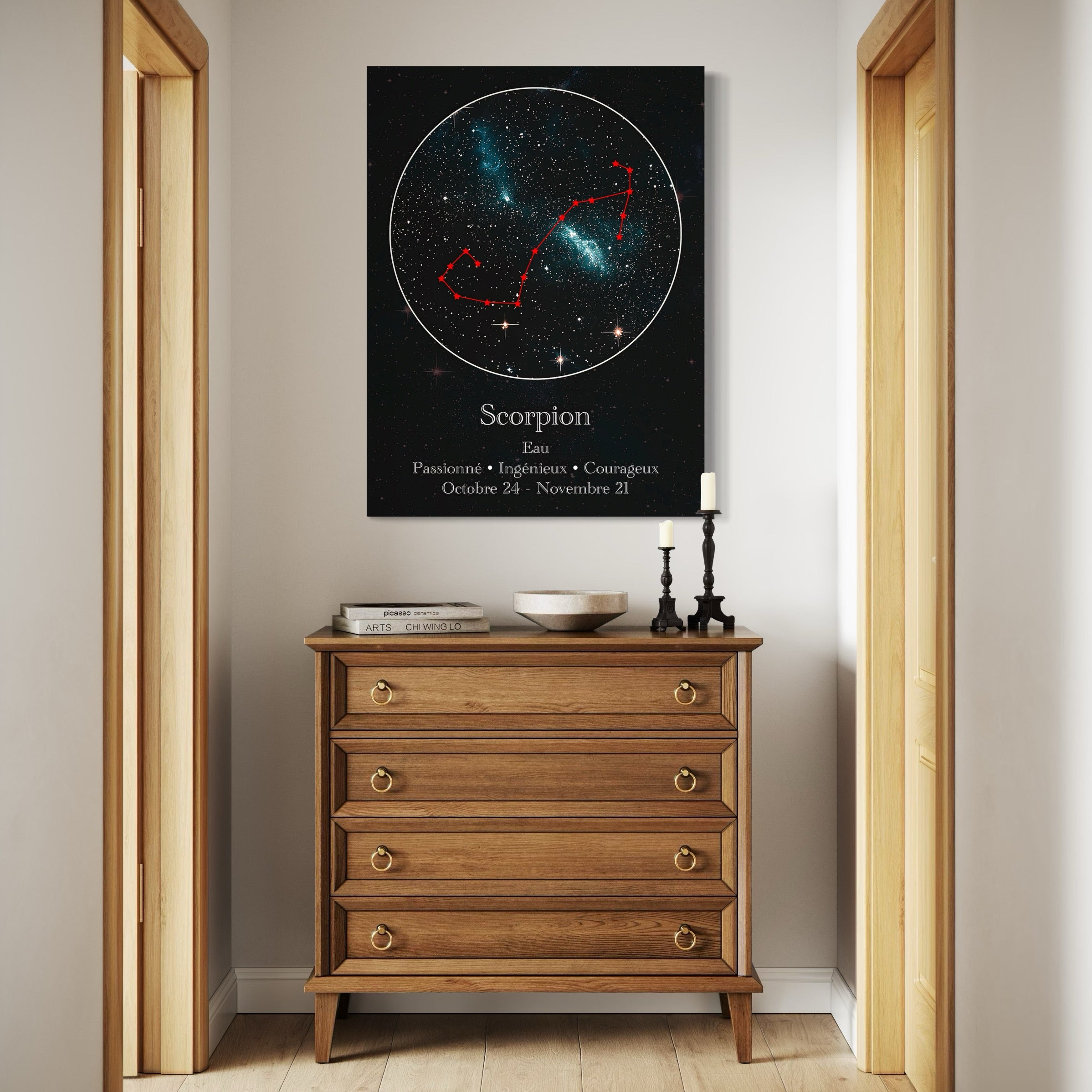 Tableau Signe Astrologique Scorpion Constellation - Déco Murale - Fabulartz.fr