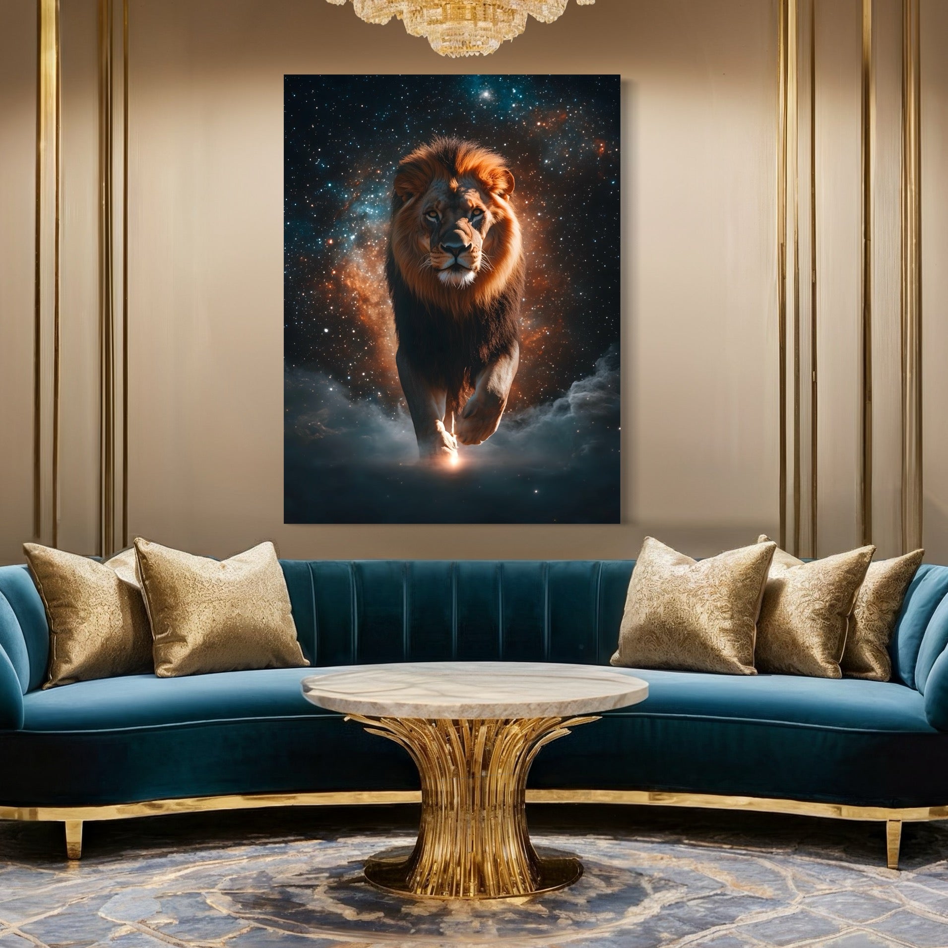 Tableau Signe Astrologique Lion Majesté - Cadre Déco - Fabulartz.fr