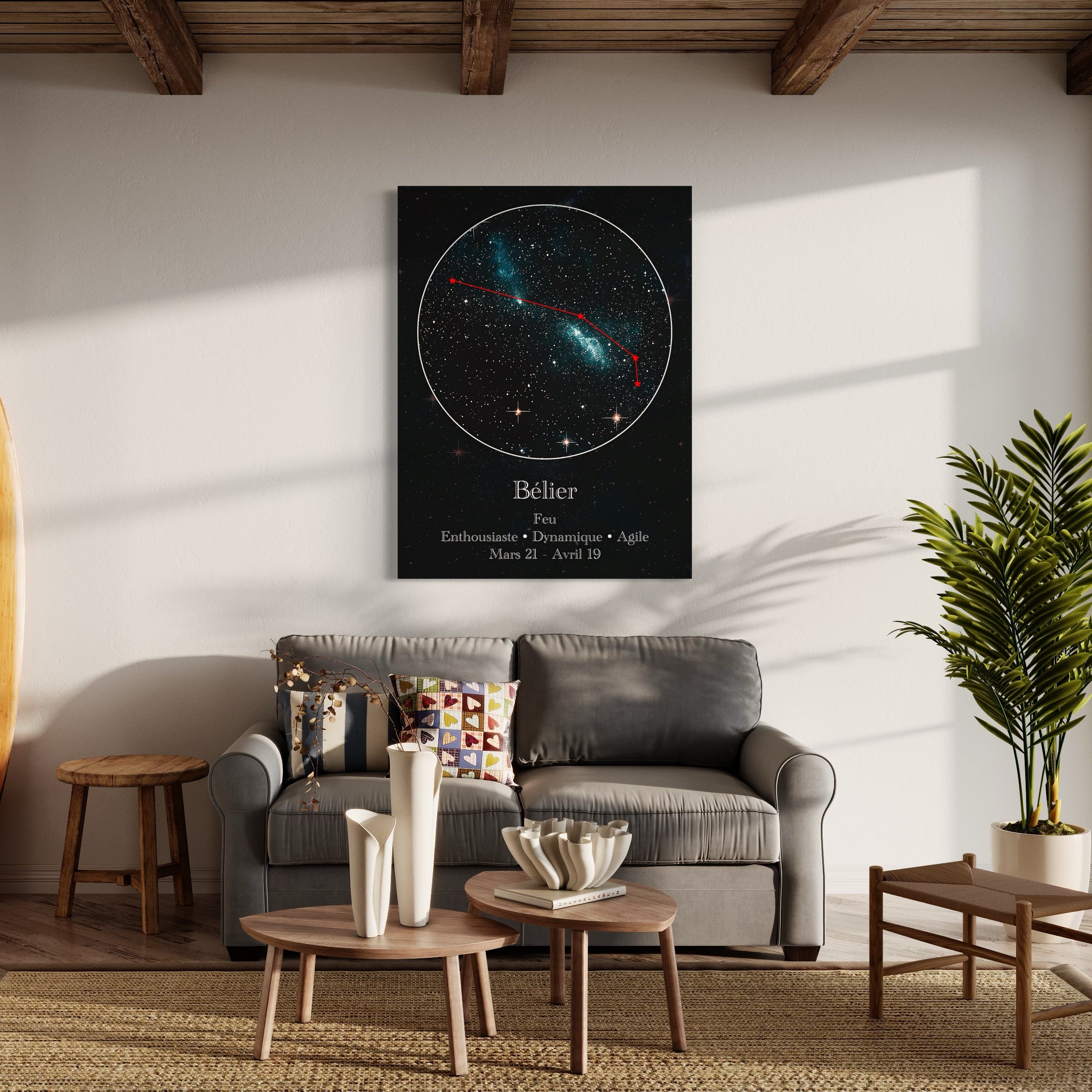 Tableau Signe Astrologique Bélier Constellation - Décoration Murale - Fabulartz.fr