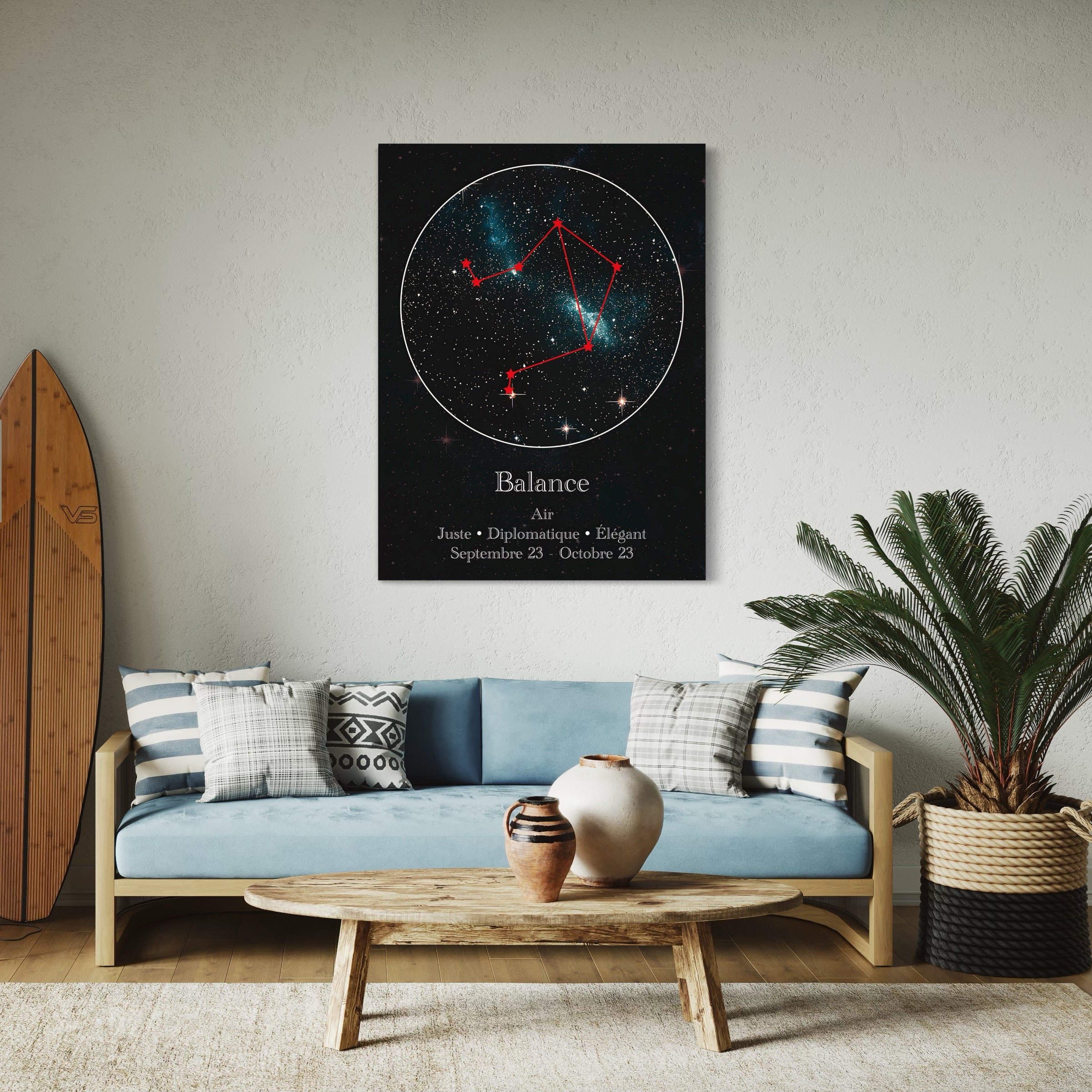 Tableau Signe Astrologique Balance Constellation - Cadre Déco - Fabulartz.fr