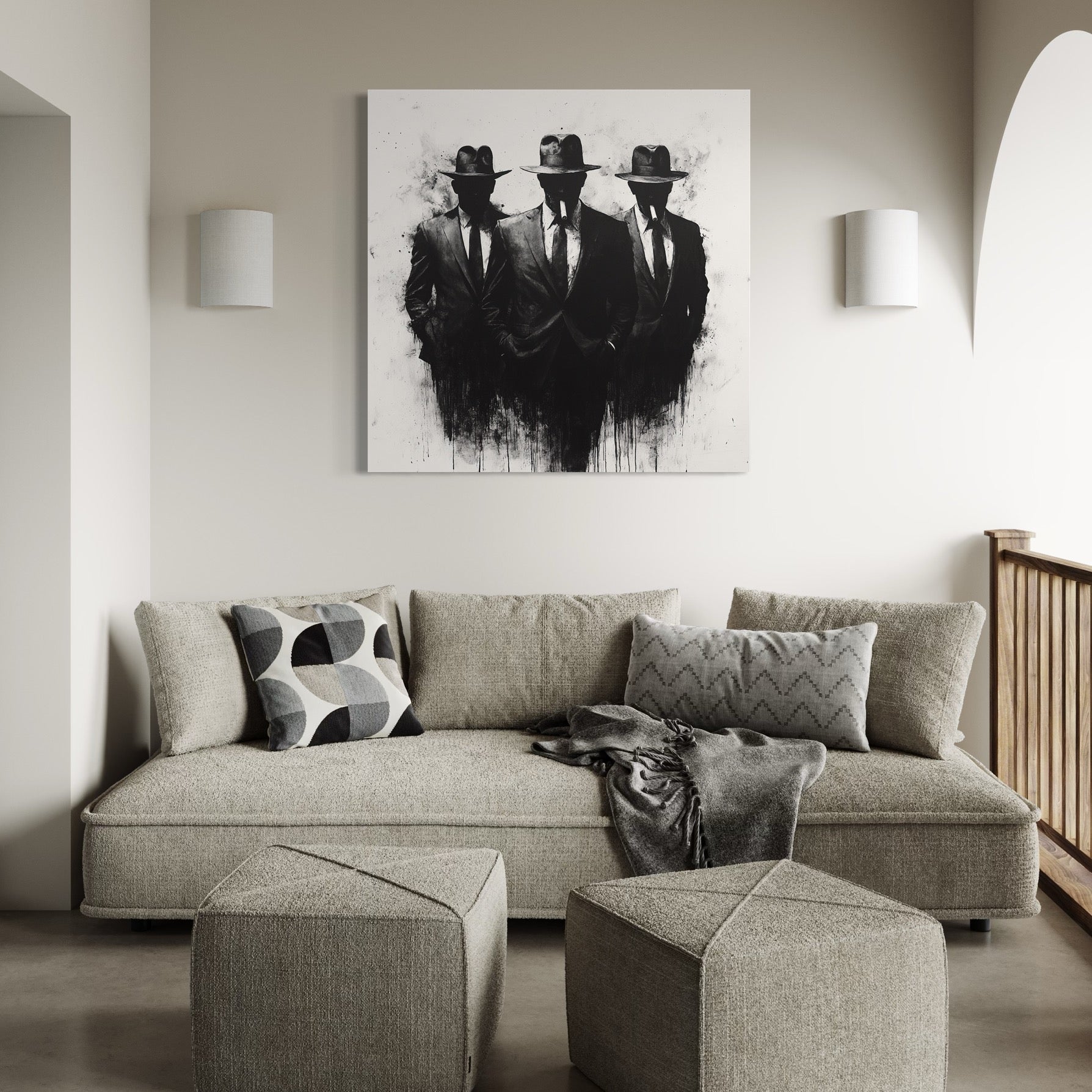 Tableau Mafia - Les Trois Hommes - Déco Murale Moderne - Fabulartz.fr