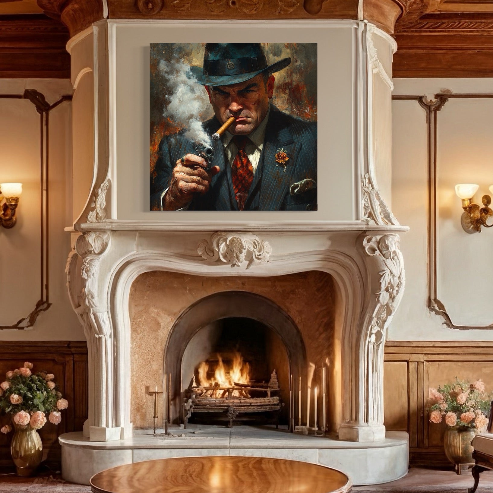 Tableau Mafia - Le Fumeur Armé - Cadre Déco - Fabulartz.fr
