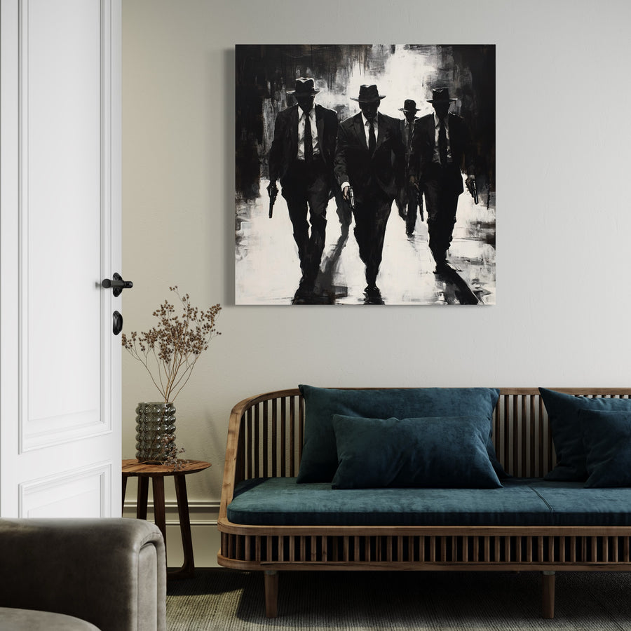 Tableau Mafia - Les Marcheurs Noirs - Design frame