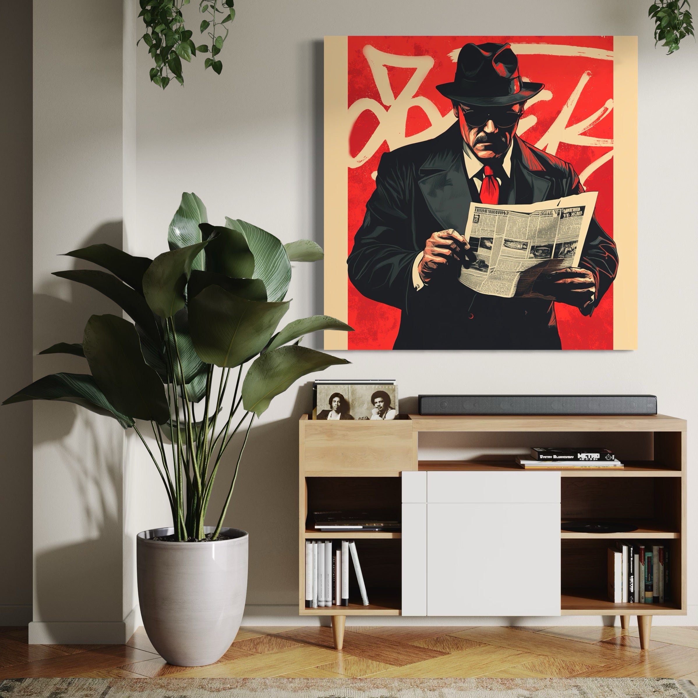 Tableau Mafia - Le Lecteur Enigmatique - Cadre Déco Moderne - Fabulartz.fr