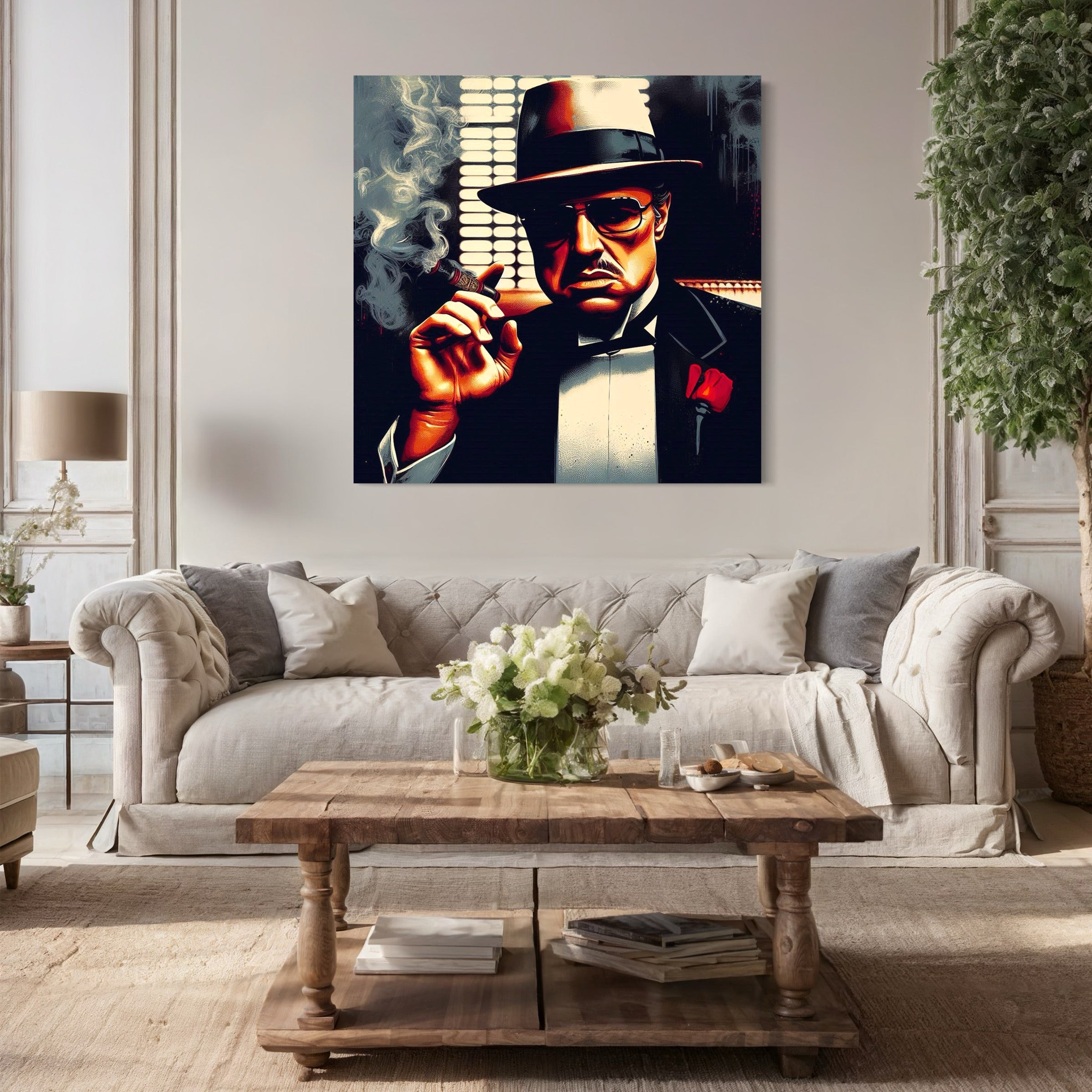Tableau Mafia - Le Parrain Fumeur - Déco Murale Moderne - Fabulartz.fr