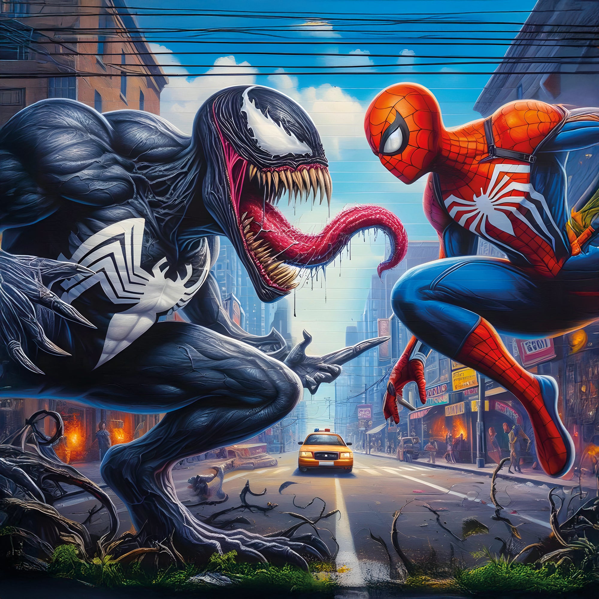 Tableau Venom vs Spider-Man - Déco Murale Super Héros - Fabulartz.fr
