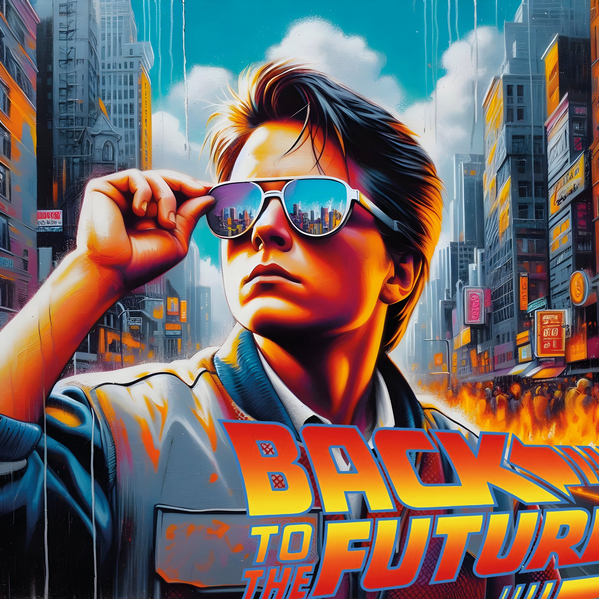 Tableau Retour Vers Le Futur - Marty McFly Lunettes de Soleil - Fabulartz.fr