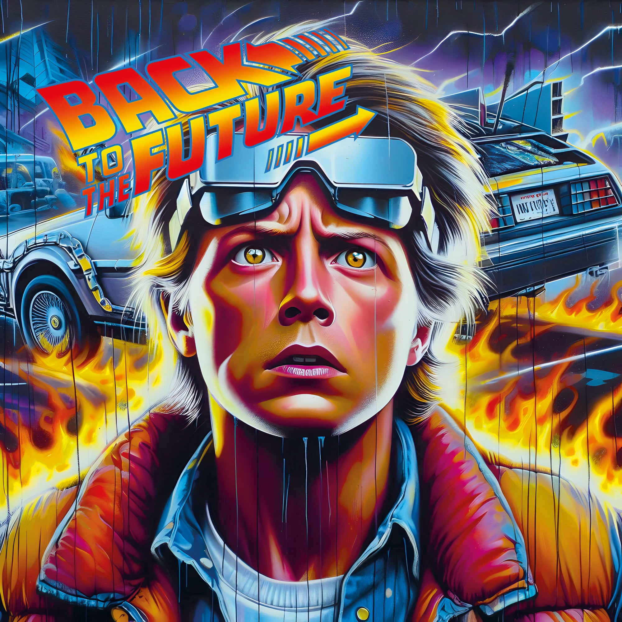 Tableau Retour Vers Le Futur - Marty McFly et Delorean - Fabulartz.fr