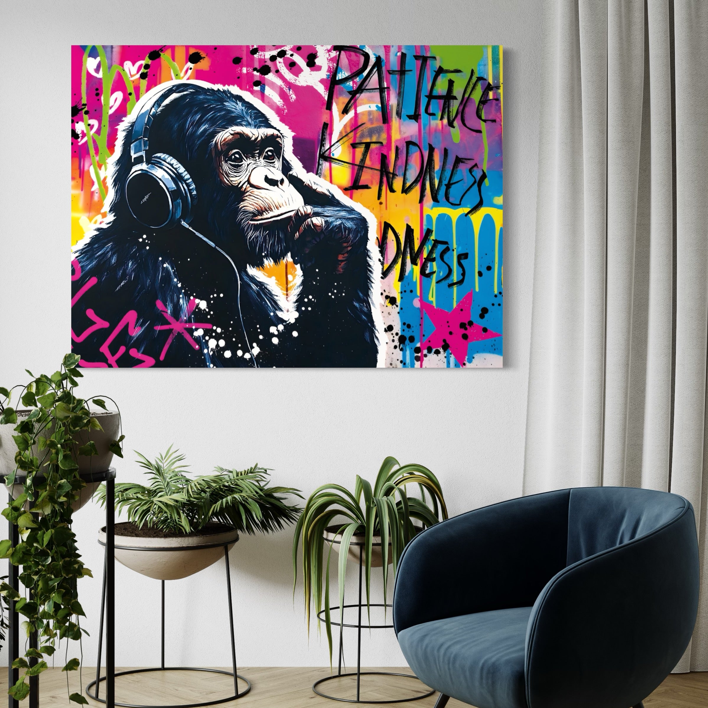 Tableau Pop Art Singe Musicien - Décoration Design - Fabulartz.fr