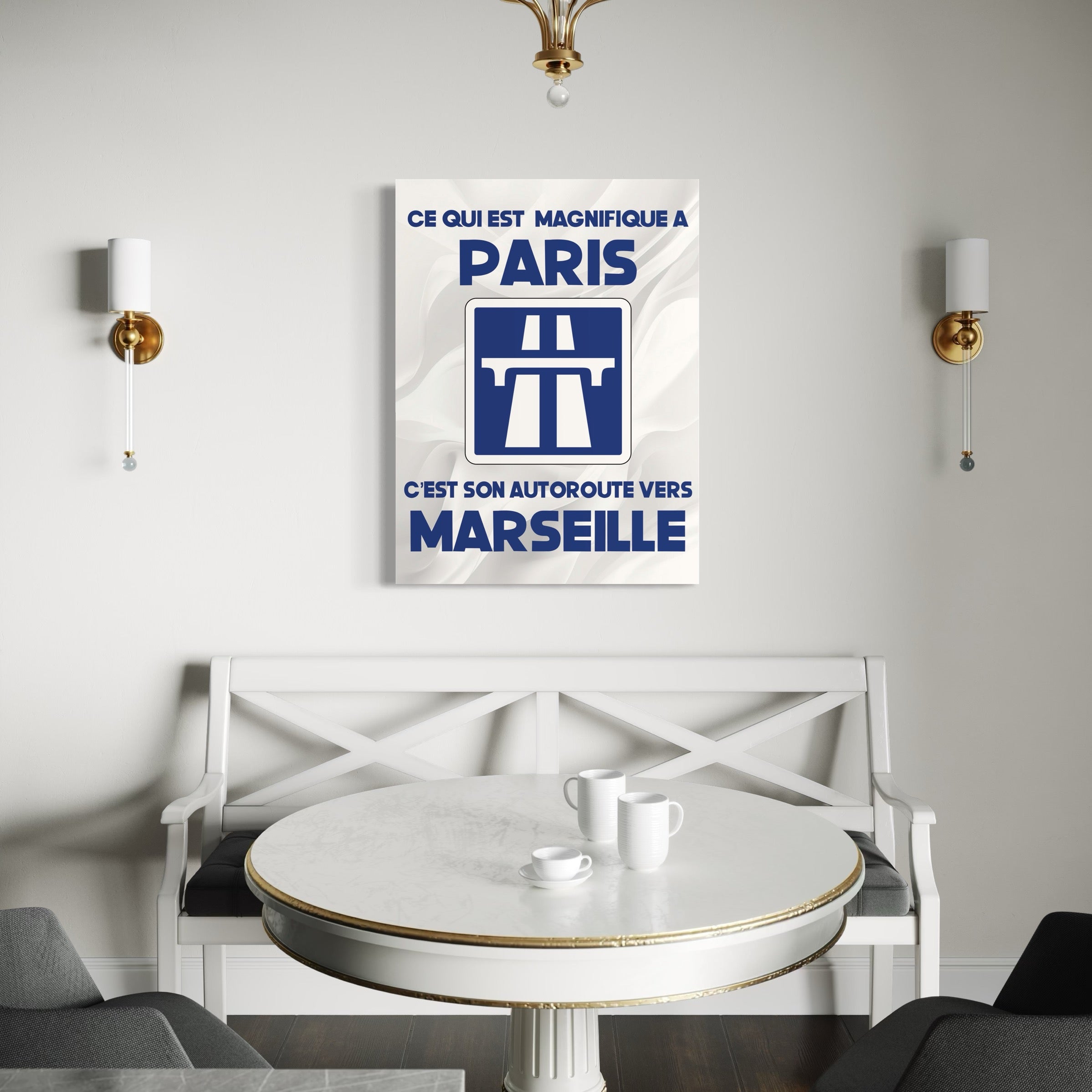 Tableau OM Paris Autoroute Marseille - Cadre Mural - Fabulartz.fr