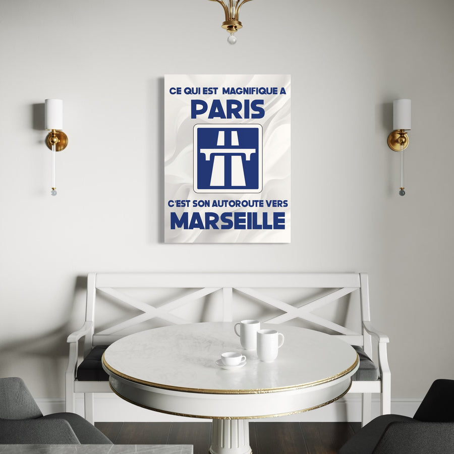 Tableau OM Paris Autoroute Marseille - Cadre Mural