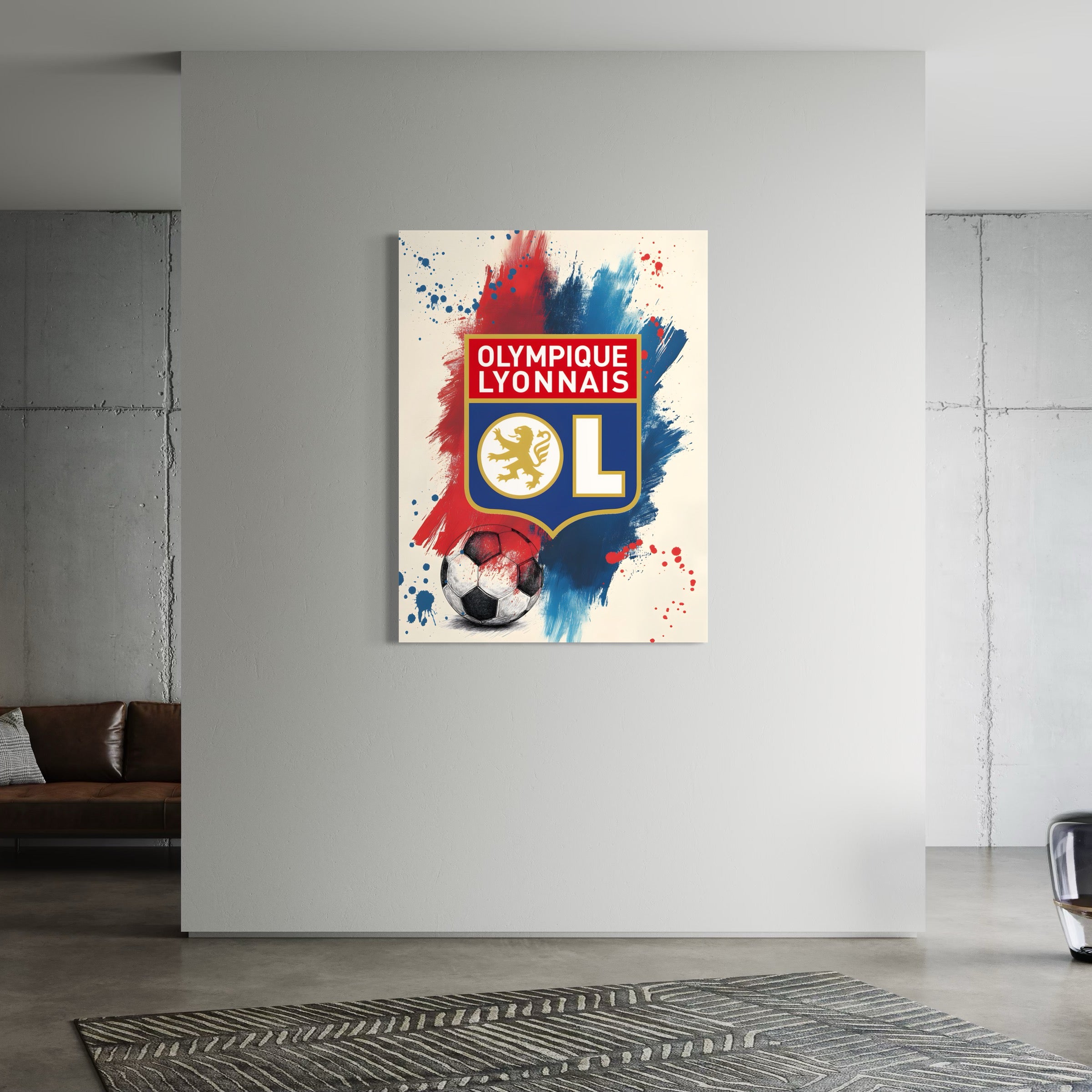 Tableau Olympique Lyonnais - Logo OL et Ballon - Fabulartz.fr