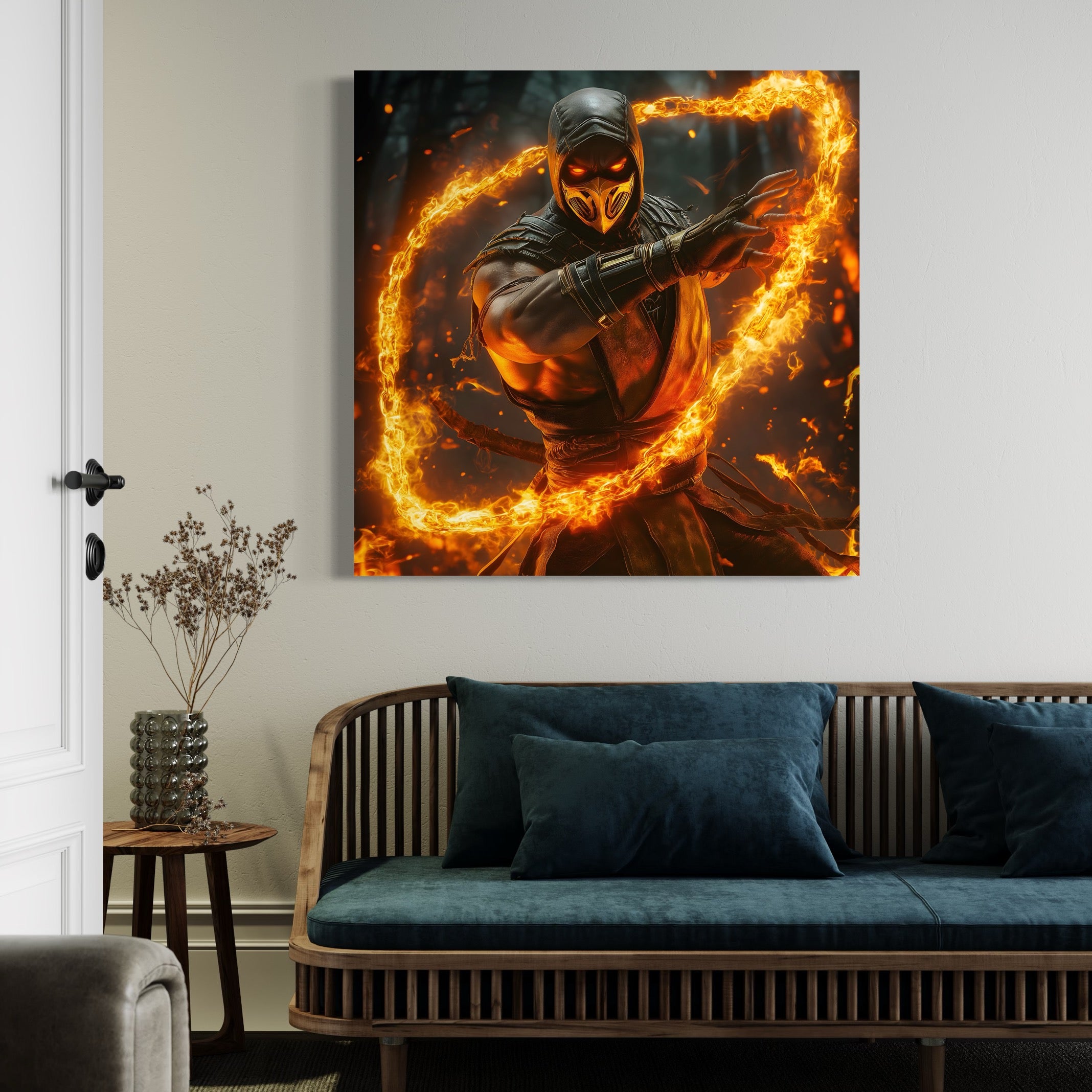 Tableau Mortal Kombat Scorpion Maître du Feu - Déco Murale - Fabulartz.fr