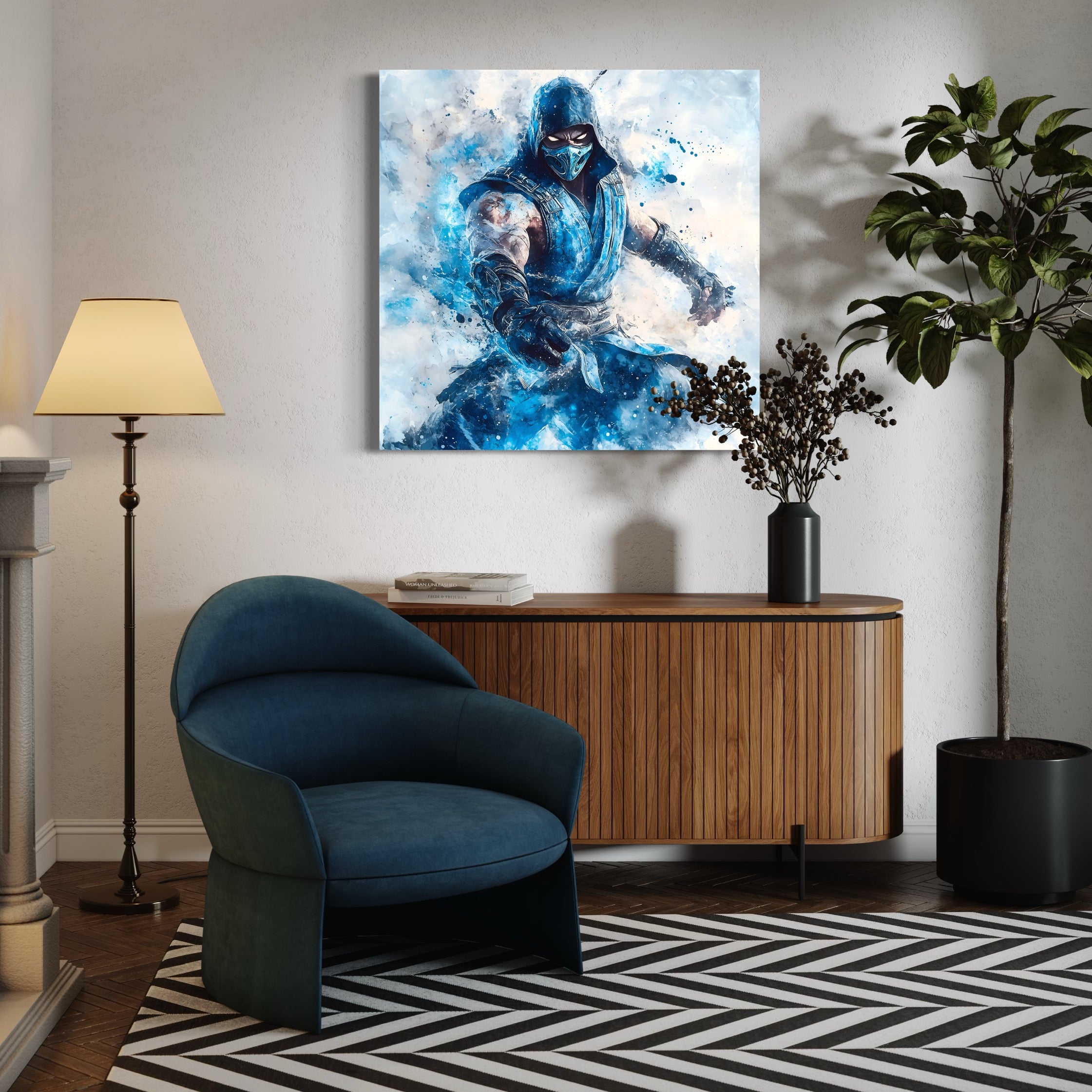 Tableau Mortal Kombat Sub-Zero Maître de la Glace - Décoration Murale - Fabulartz.fr