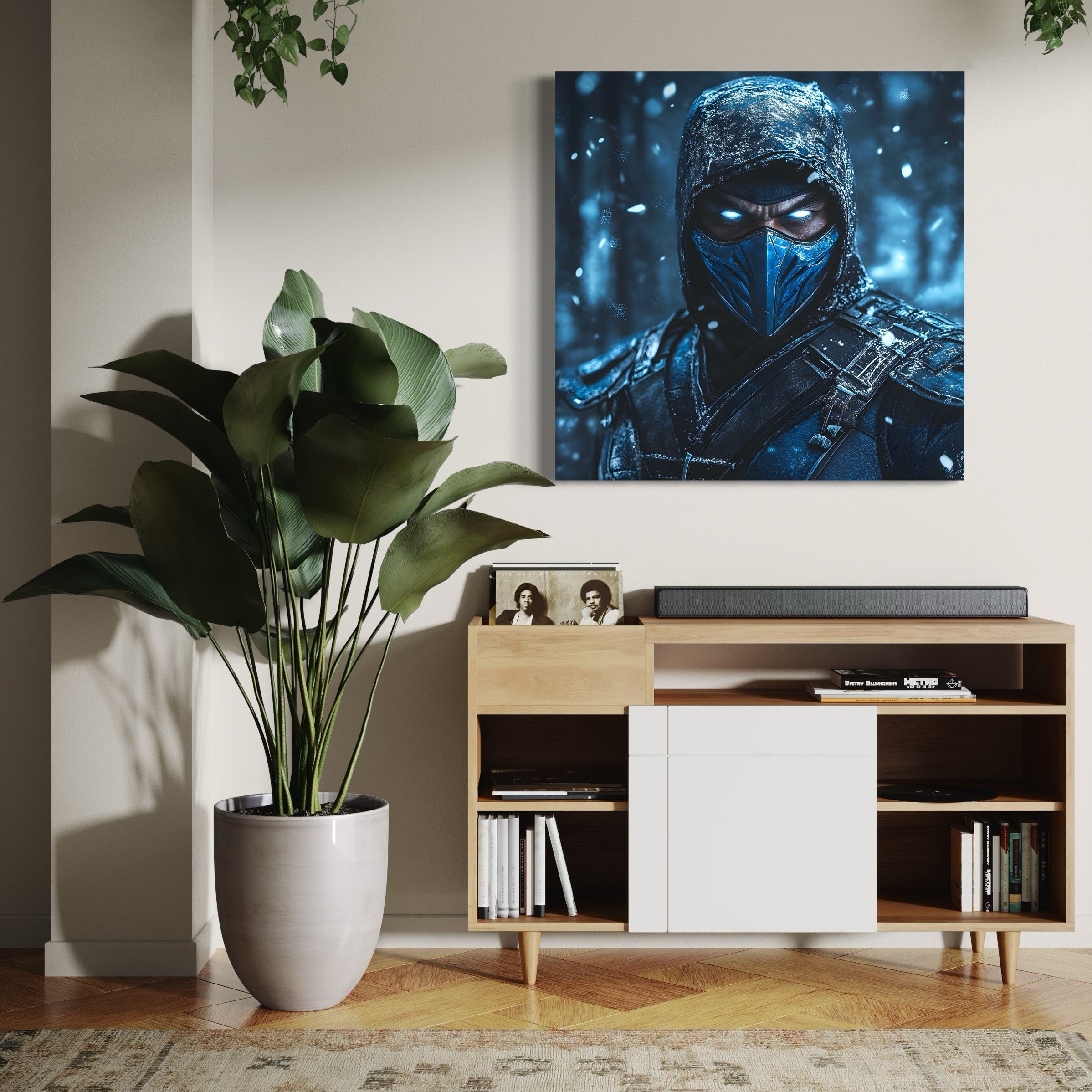 Tableau Mortal Kombat Sub-Zero Regard Glacial - Déco Murale Design - Fabulartz.fr