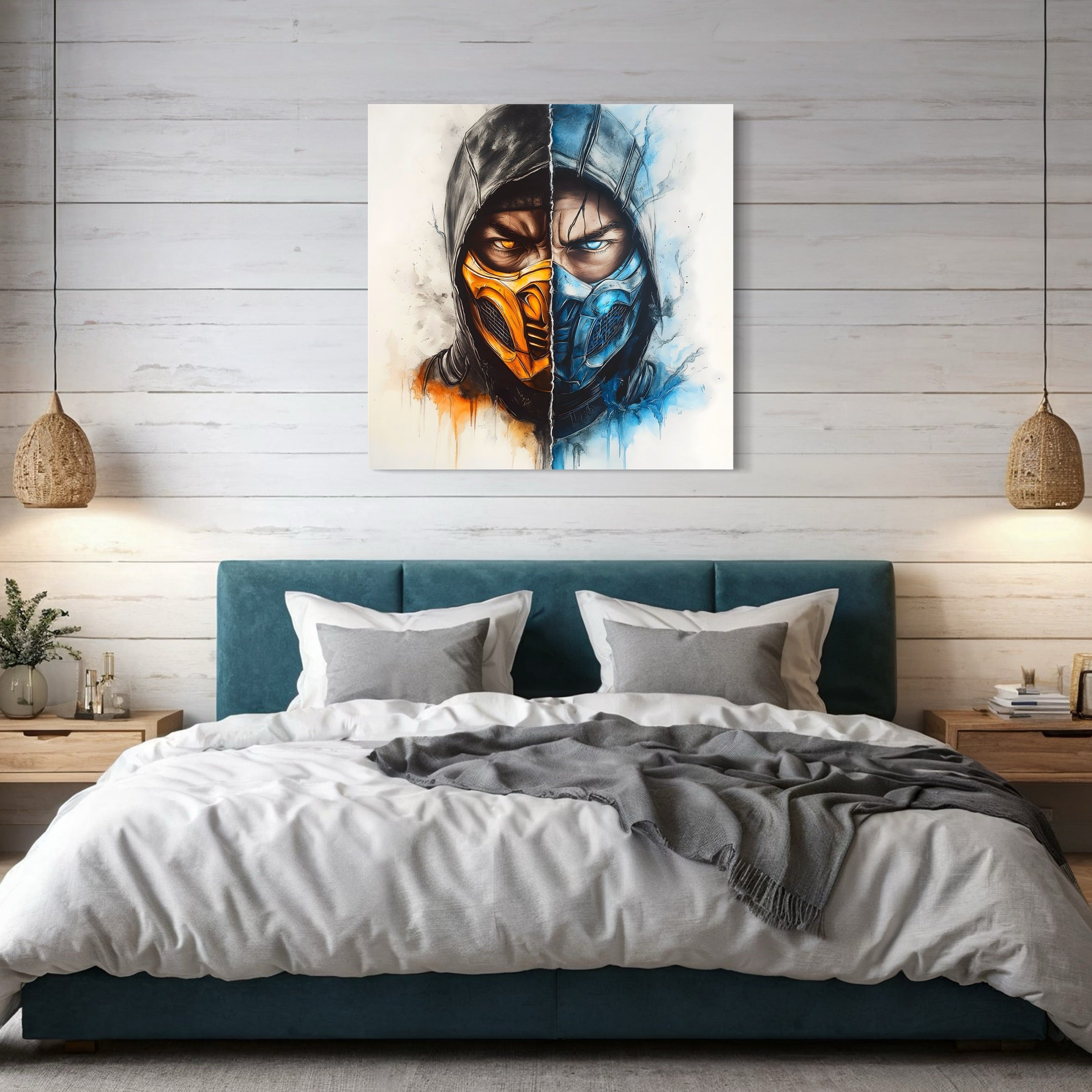 Tableau Mortal Kombat Scorpion Masques - Déco Murale - Fabulartz.fr